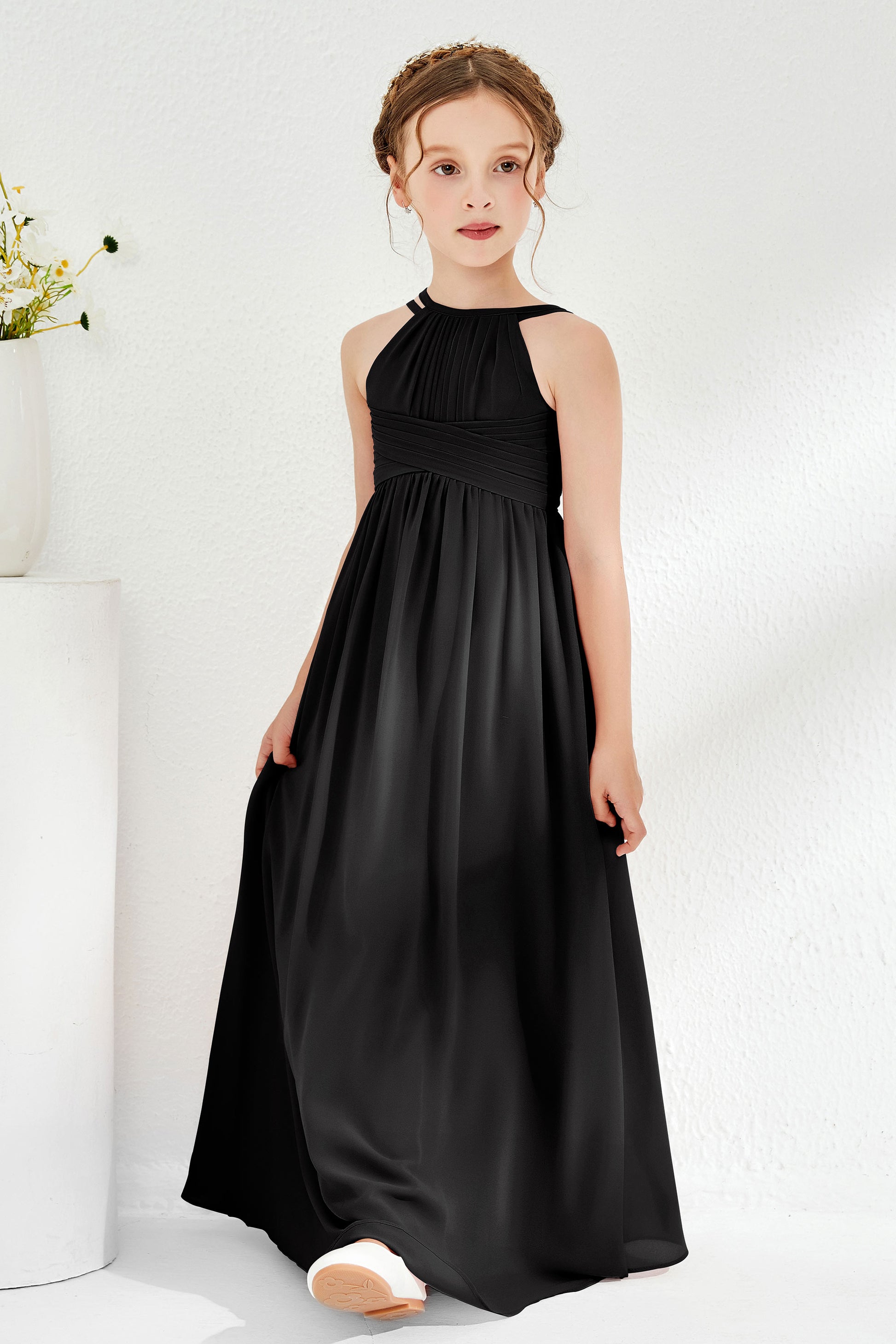 Soft Chiffon A-Line Pleated Junior Bridesmaid Dress – DUNTERY