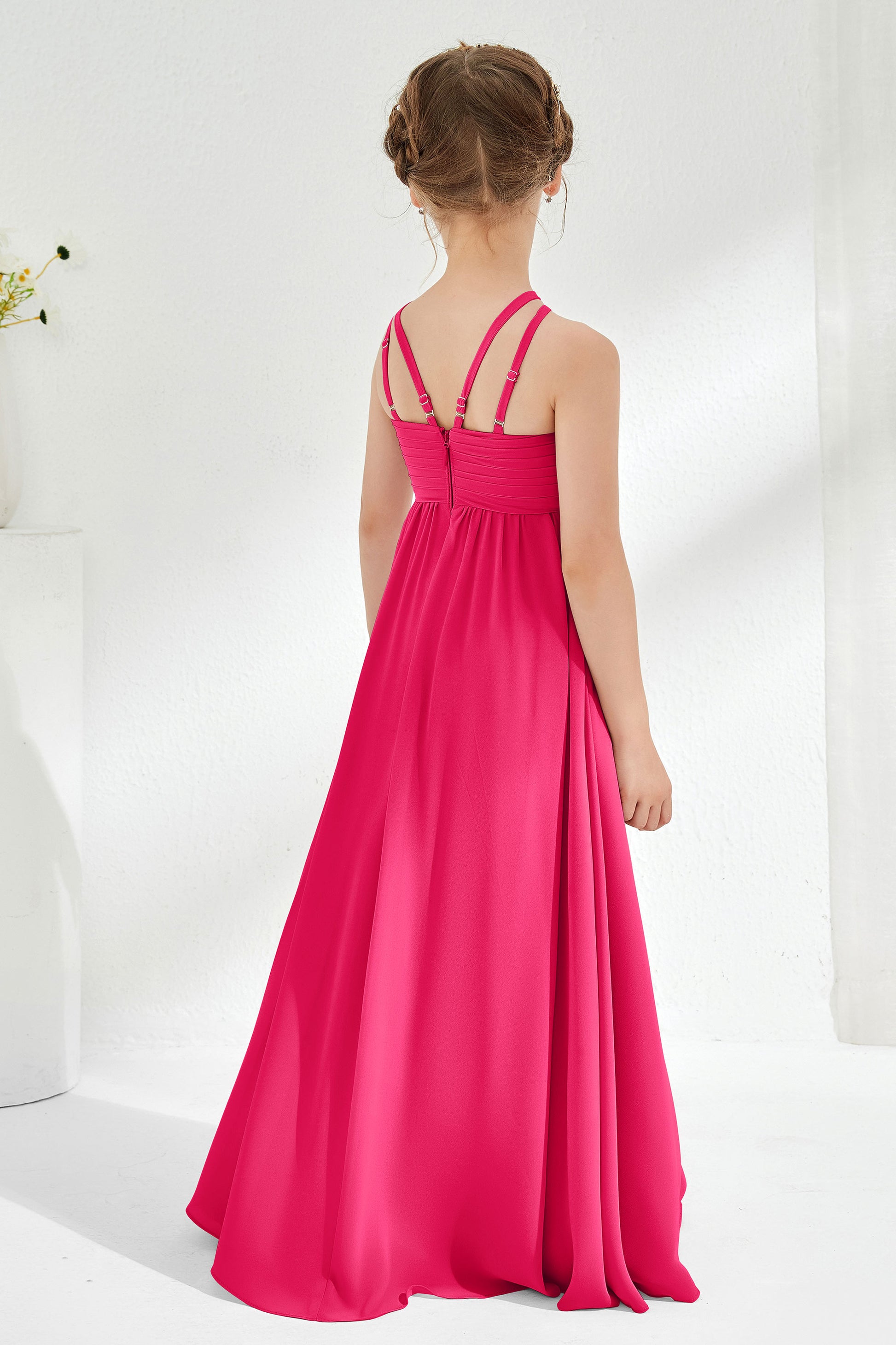 Soft Chiffon A-Line Pleated Junior Bridesmaid Dress – DUNTERY