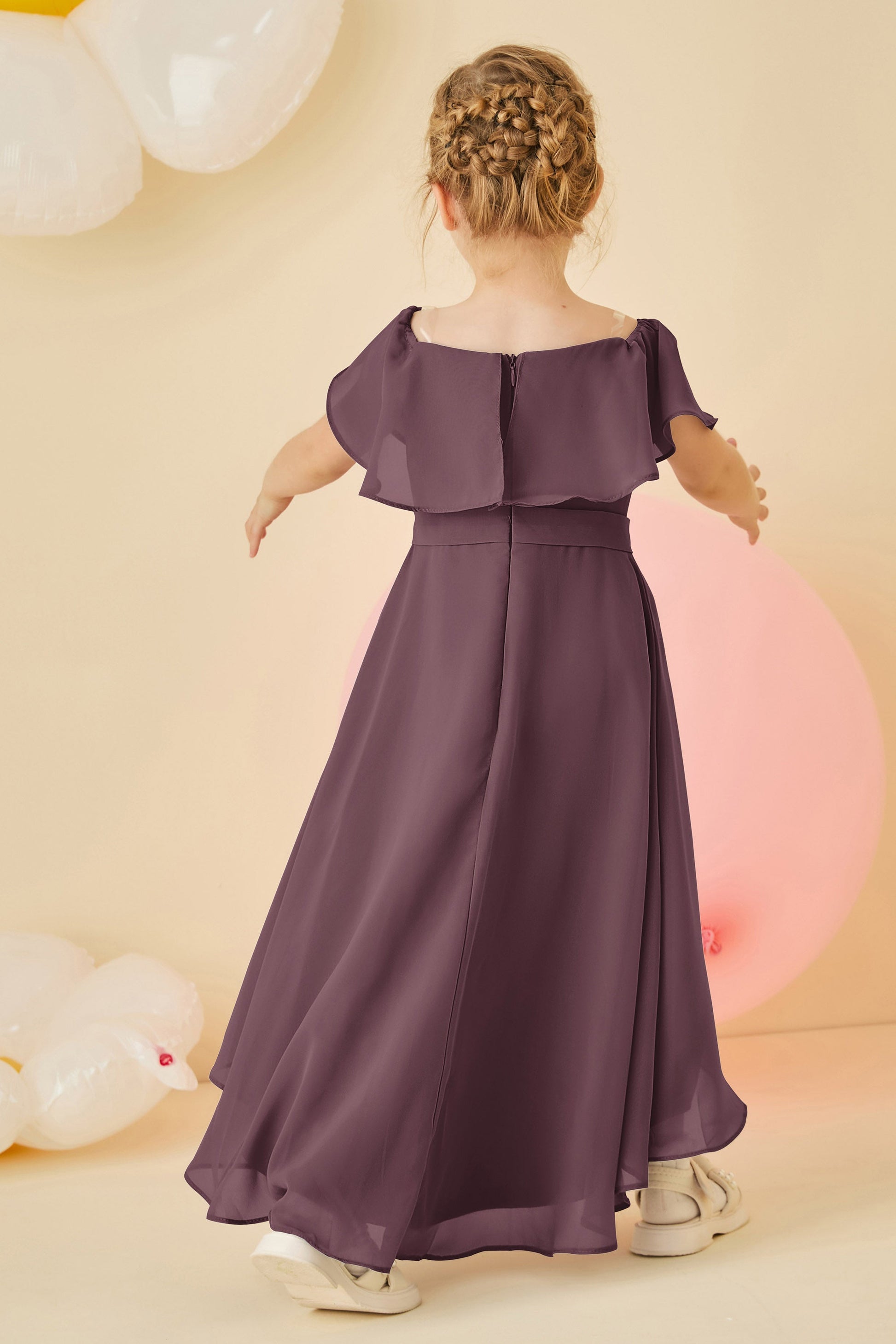 Boho Ruffled Asymmetrical Chiffon Junior Bridesmaid Dress DUNTERY Boho Ruffled Asymmetrical Chiffon Junior Bridesmaid Dress DUNTERY