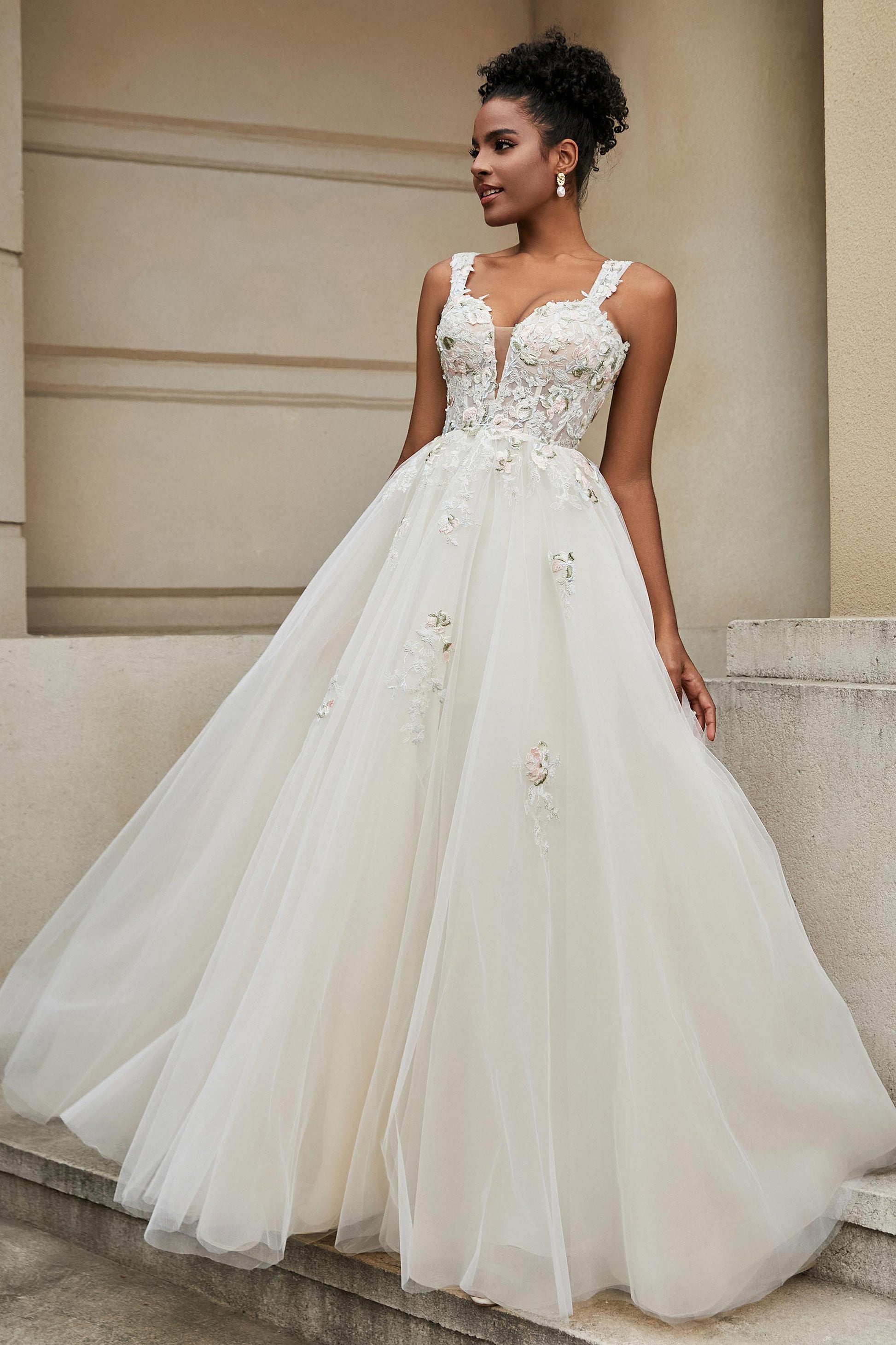 Duntery A-Line Applique Tulle Wedding Dress, As Picture Duntery A-Line Applique Tulle Wedding Dress, As Picture