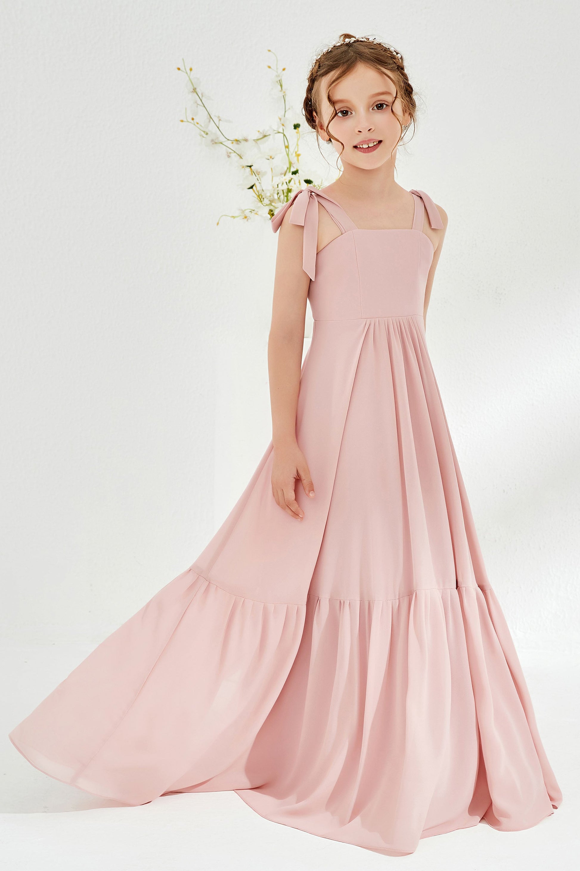 Cute A-Line Junior Bridesmaid Dress With Shoulder Bow – DUNTERY