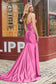 Strapless Pleated Slit Sweep Train Gown