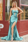 Sweetheart Sheath Stretch Satin Gown With Slit