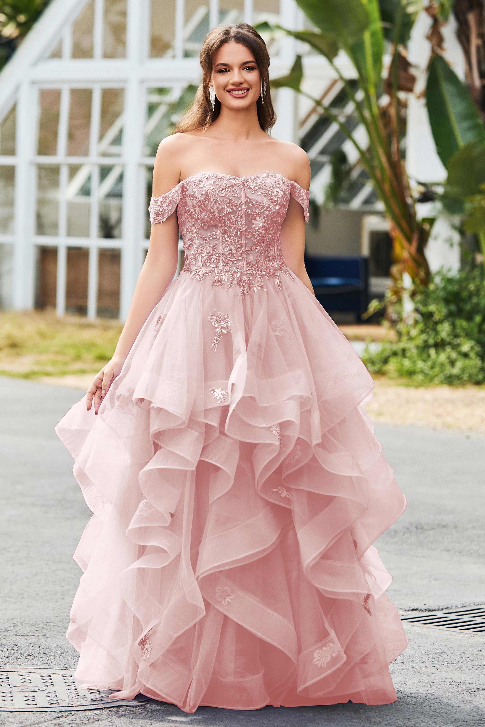 Off-the-Shoulder Princess Tulle Ruffles Ball Gown DUNTERY Off-the-Shoulder Princess Tulle Ruffles Ball Gown DUNTERY