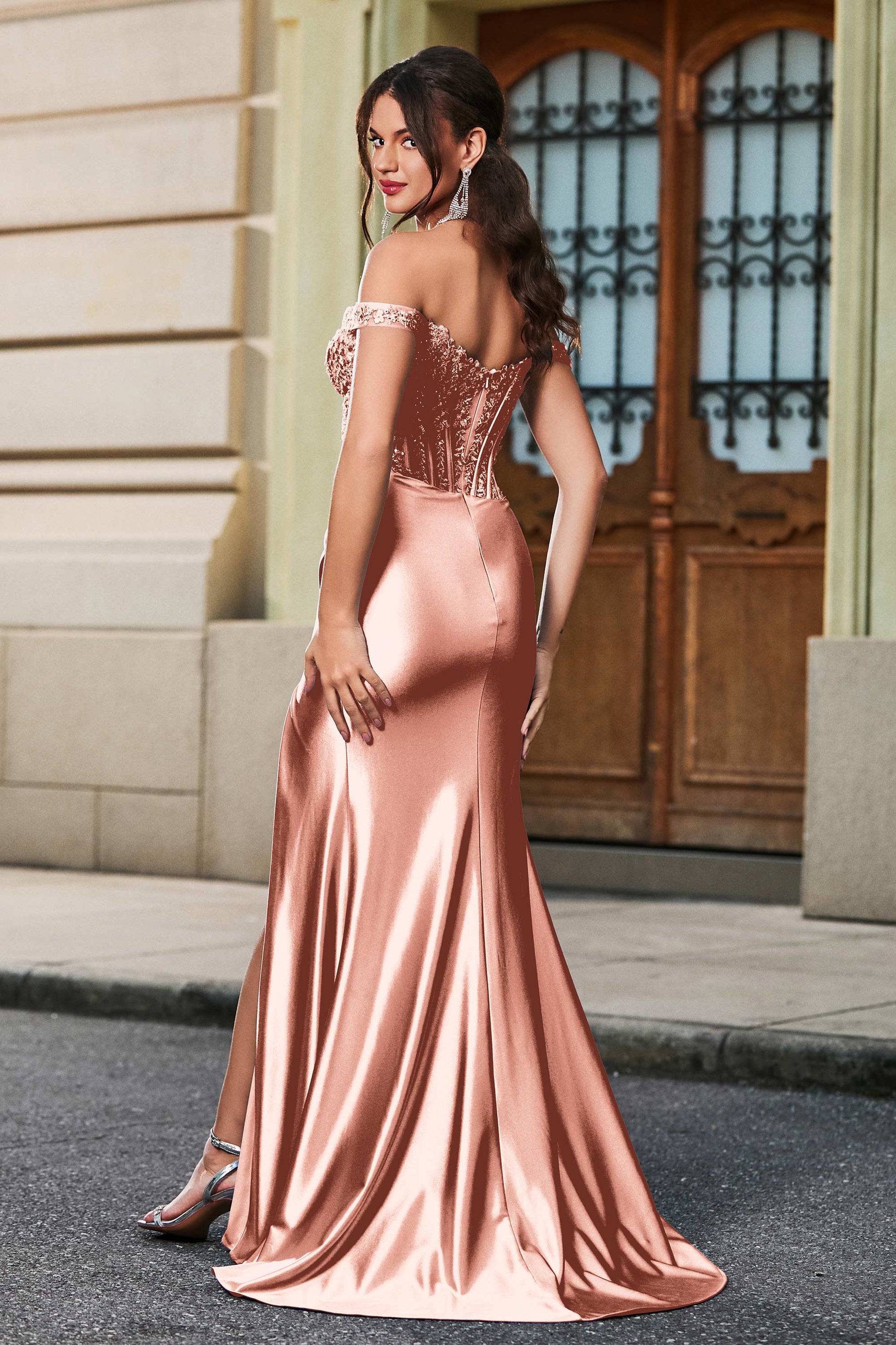 Corset Top Off-the-Shoulder Sheath Maxi Dress – DUNTERY