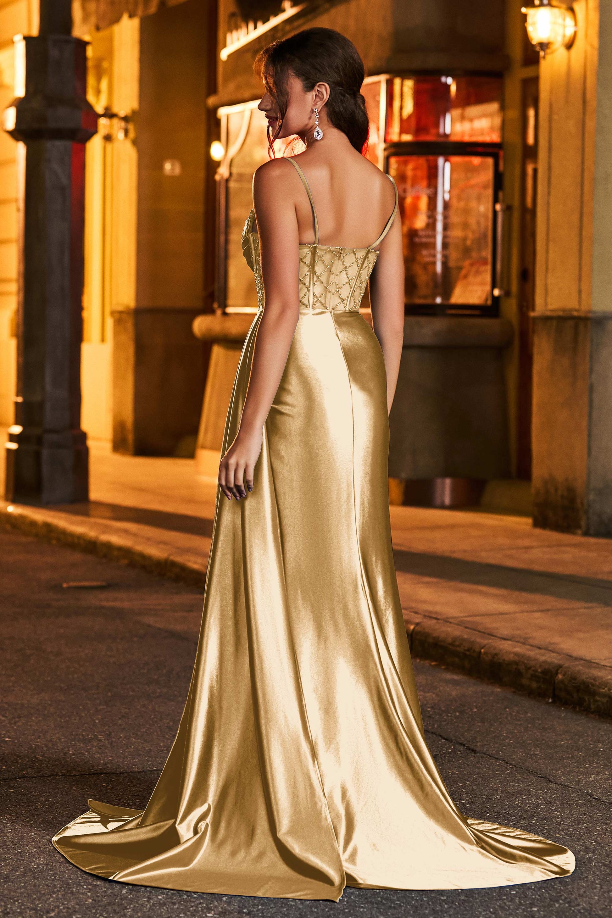 Spaghetti Straps Rhinestone Corset Top Prom Dress DUNTERY Spaghetti Straps Rhinestone Corset Top Prom Dress DUNTERY