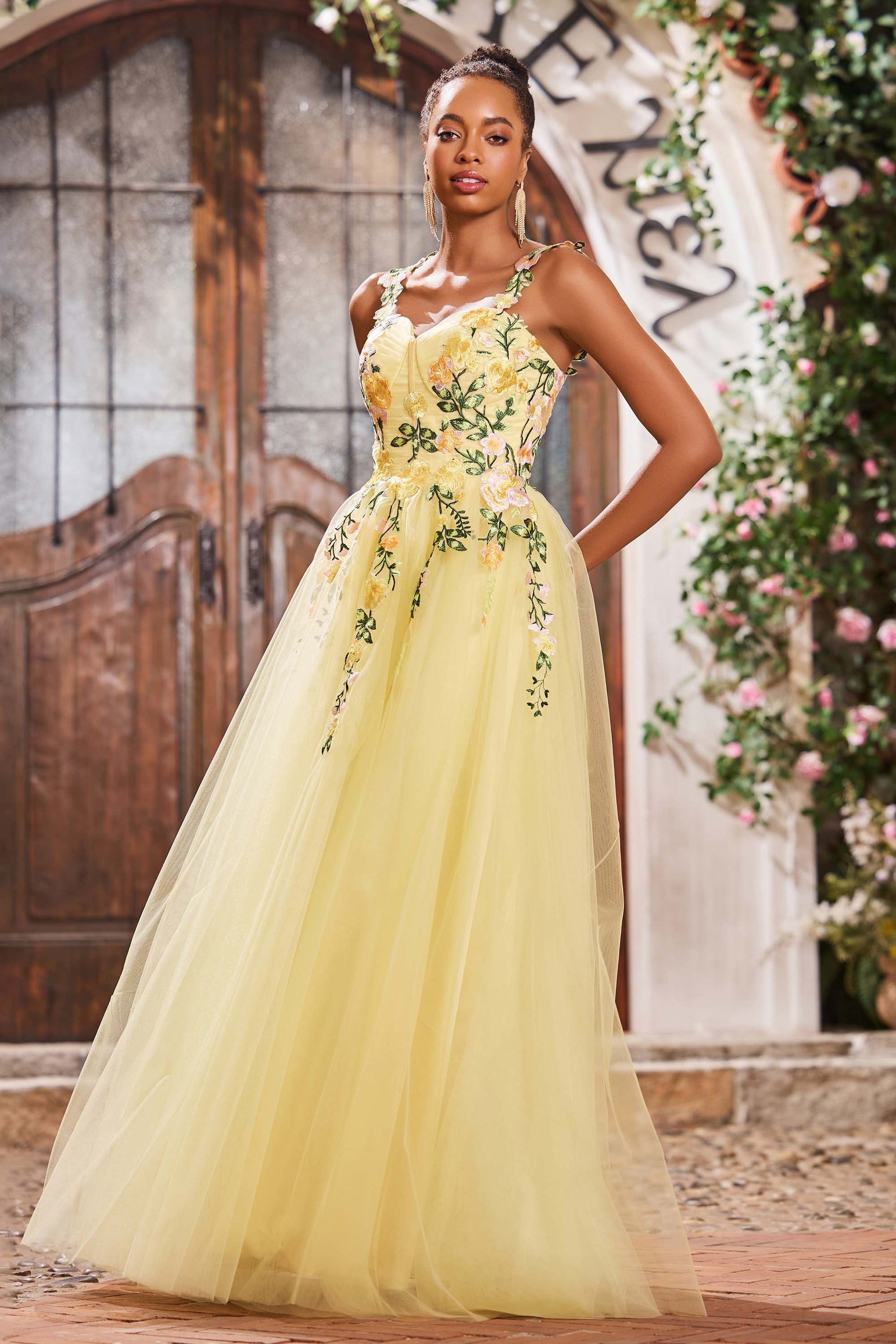 Floral Applique Sweetheart Tulle Long Dresses – DUNTERY