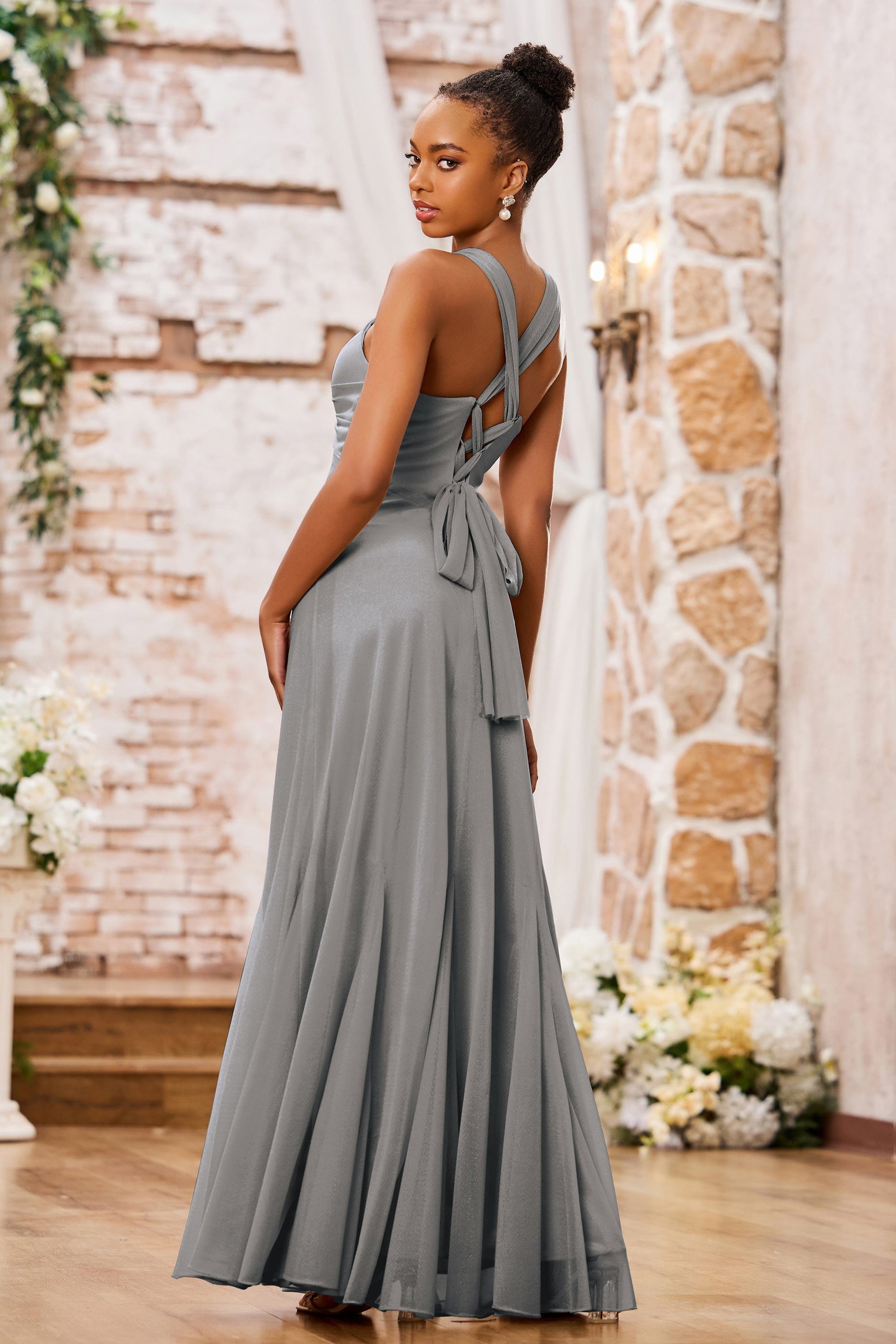 Pleated V-neck Sheath Floor-Length Dresses DUNTERY Pleated V-neck Sheath Floor-Length Dresses DUNTERY