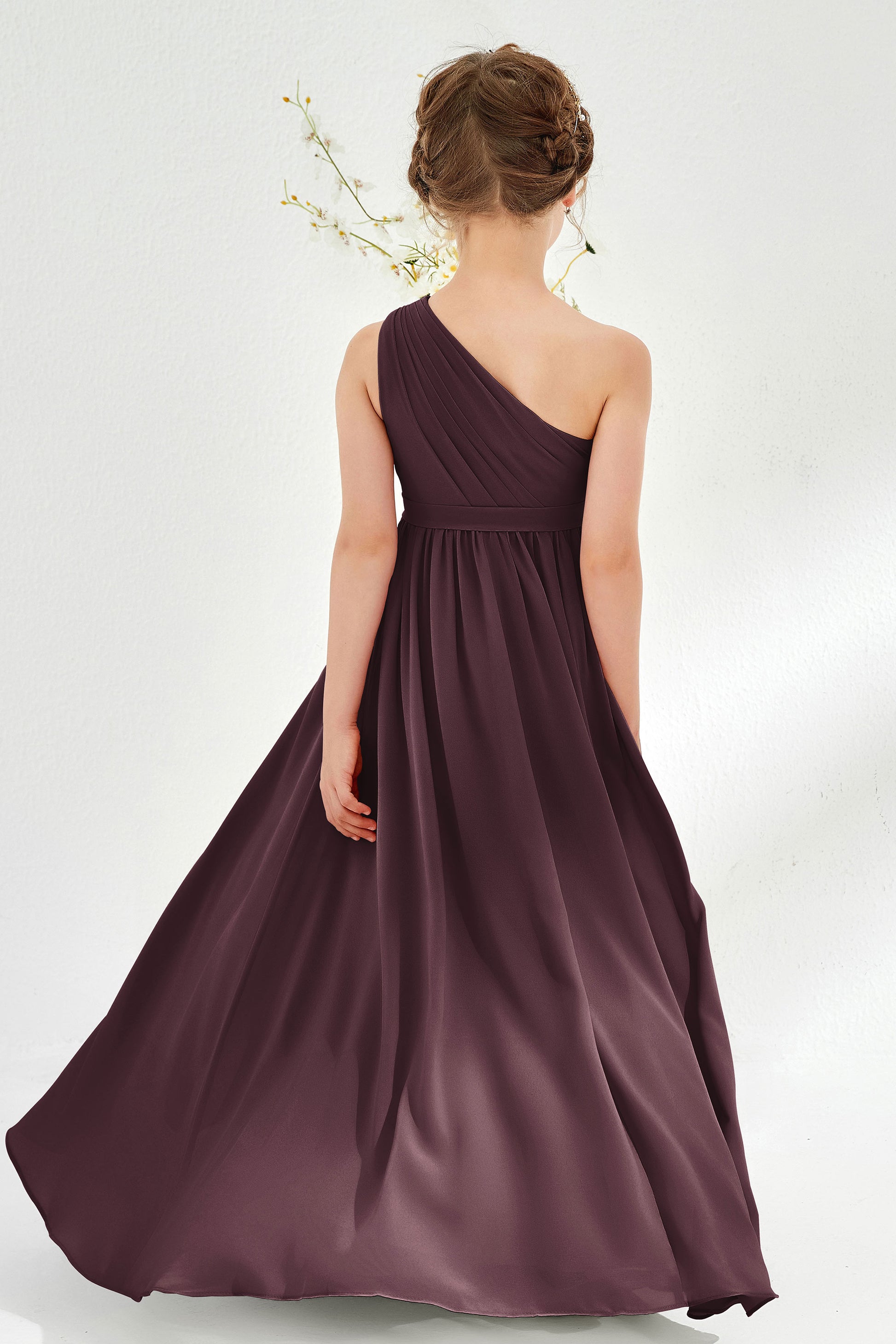 brown junior bridesmaid dress A-Line/Princess Spaghetti Straps Junior Bridesmaid Dresses with Pockets & Sash, Cognac