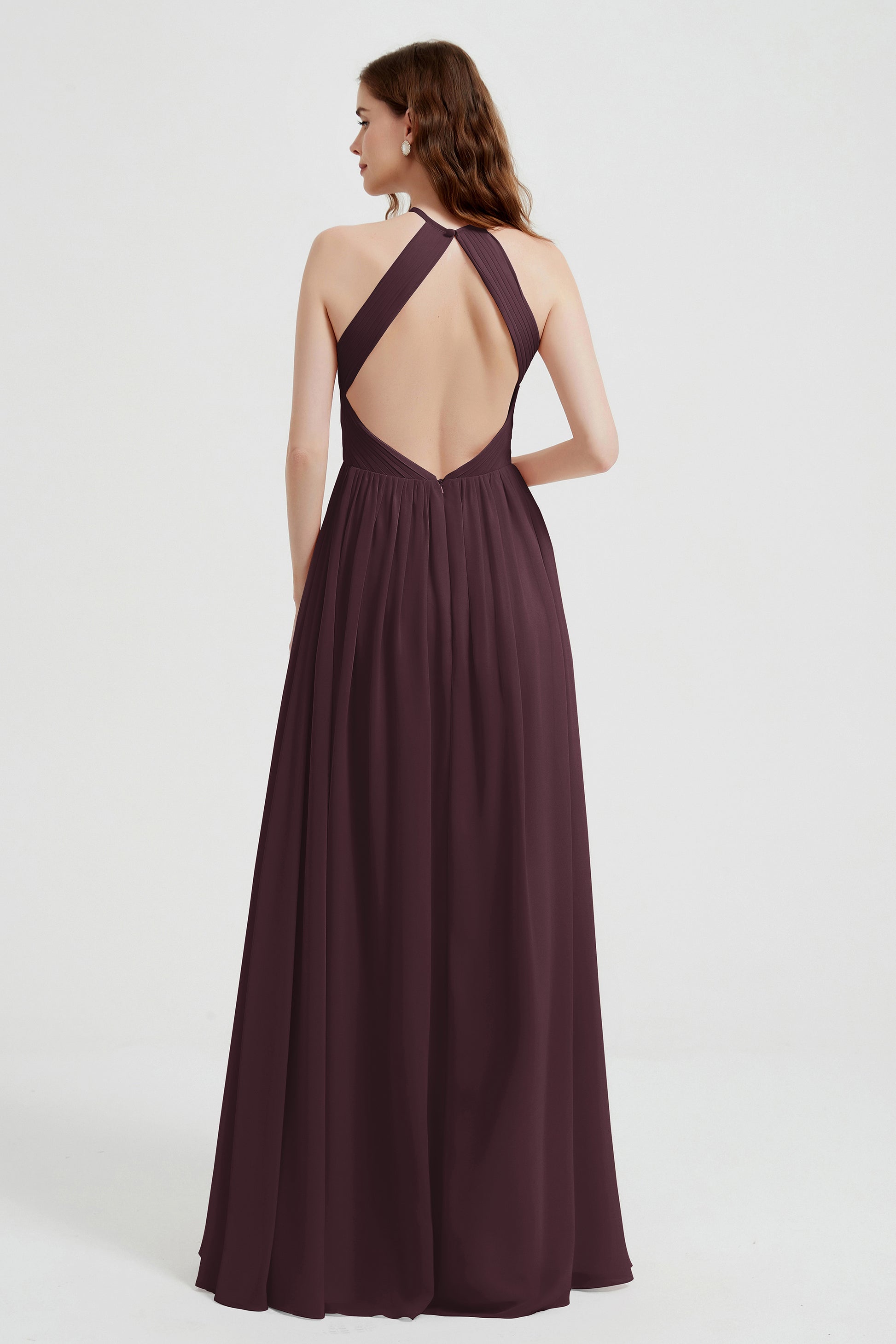 A-line Halter Chiffon Floor-length Bridesmaid Dress DUNTERY A-line Halter Chiffon Floor-length Bridesmaid Dress DUNTERY