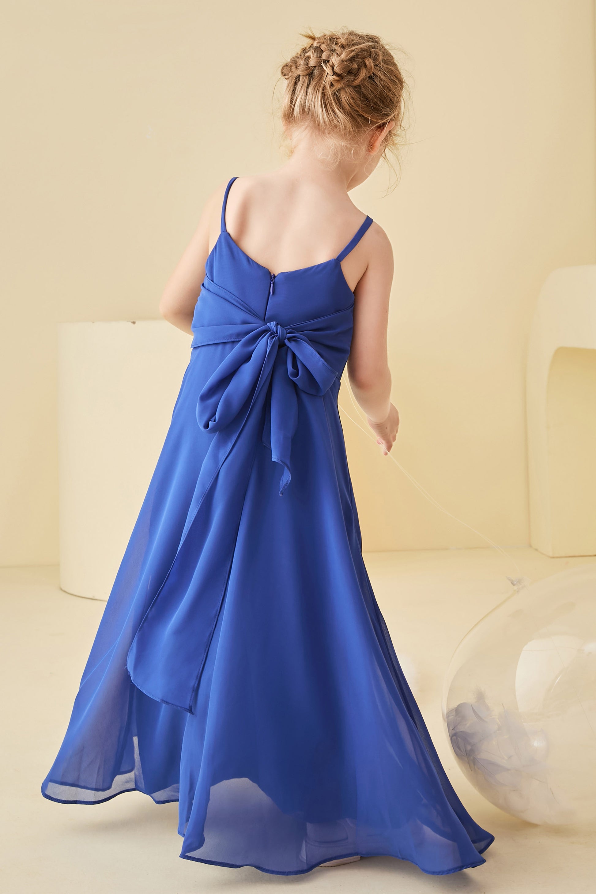 Square Neck Chiffon Junior Bridesmaid Dress with Bowknot – DUNTERY