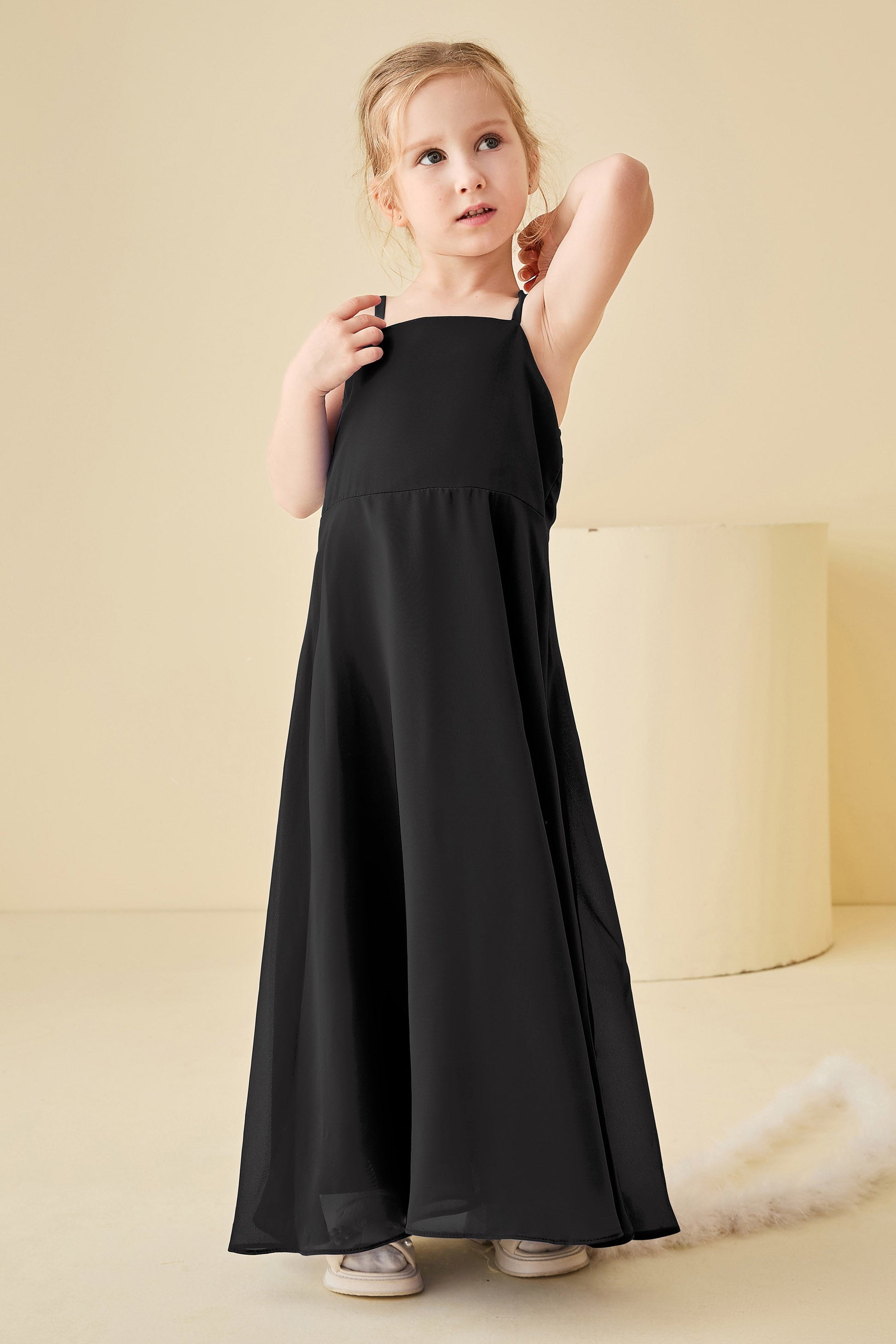 Square Neck Chiffon Junior Bridesmaid Dress with Bowknot – DUNTERY