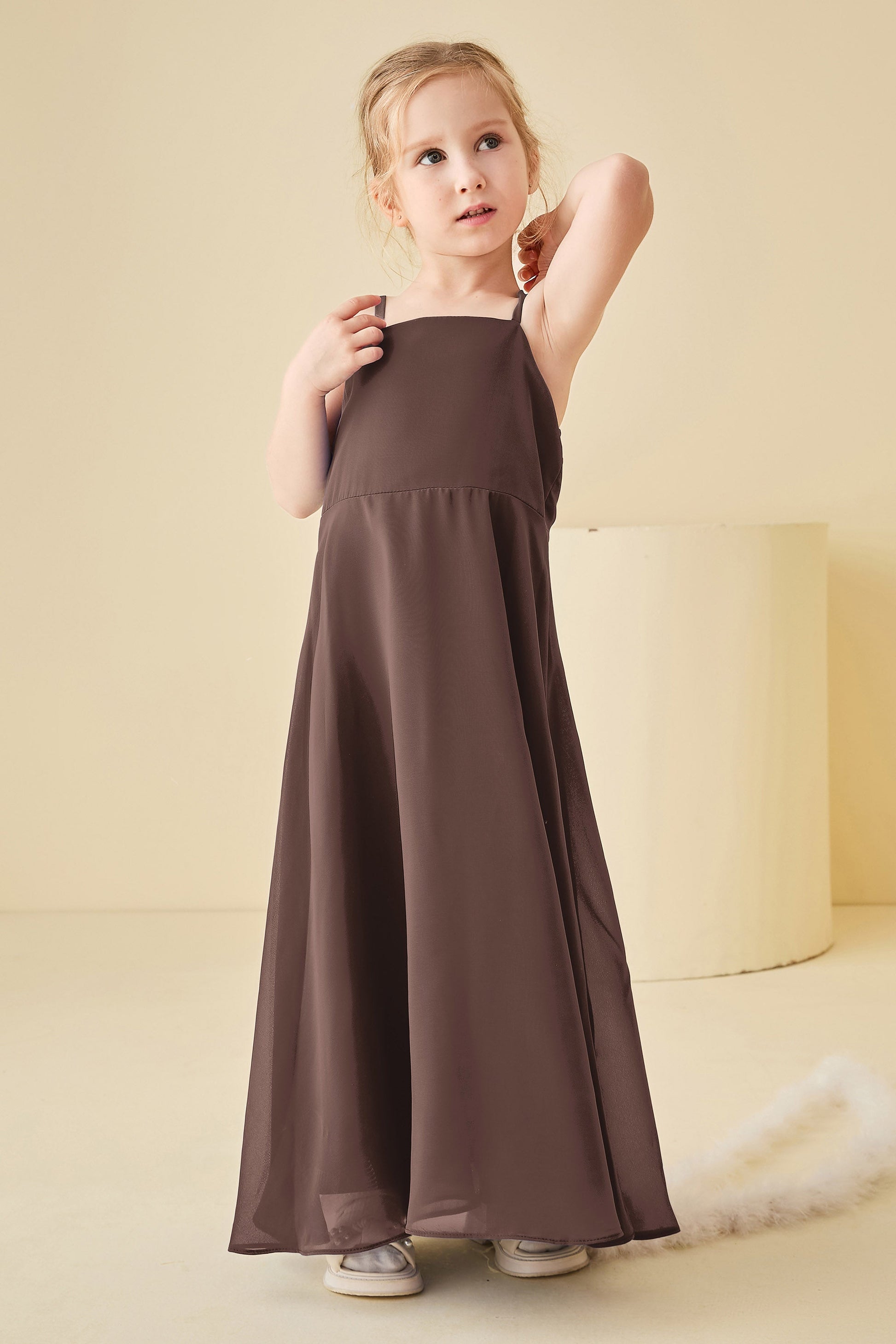 Square Neck Chiffon Junior Bridesmaid Dress with Bowknot – DUNTERY