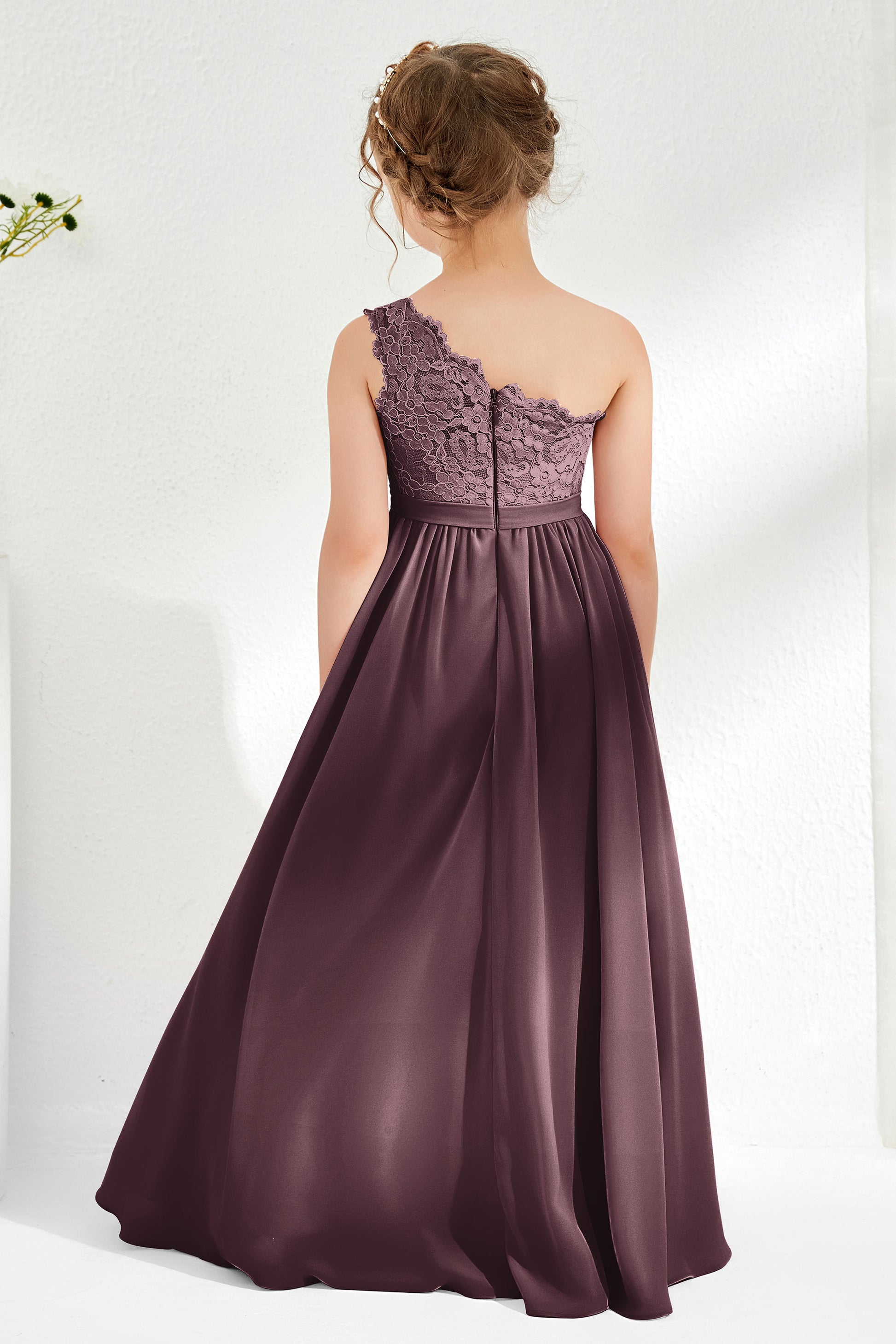 One Shoulder Lace Top Junior Bridesmaid Dress DUNTERY One Shoulder Lace Top Junior Bridesmaid Dress DUNTERY