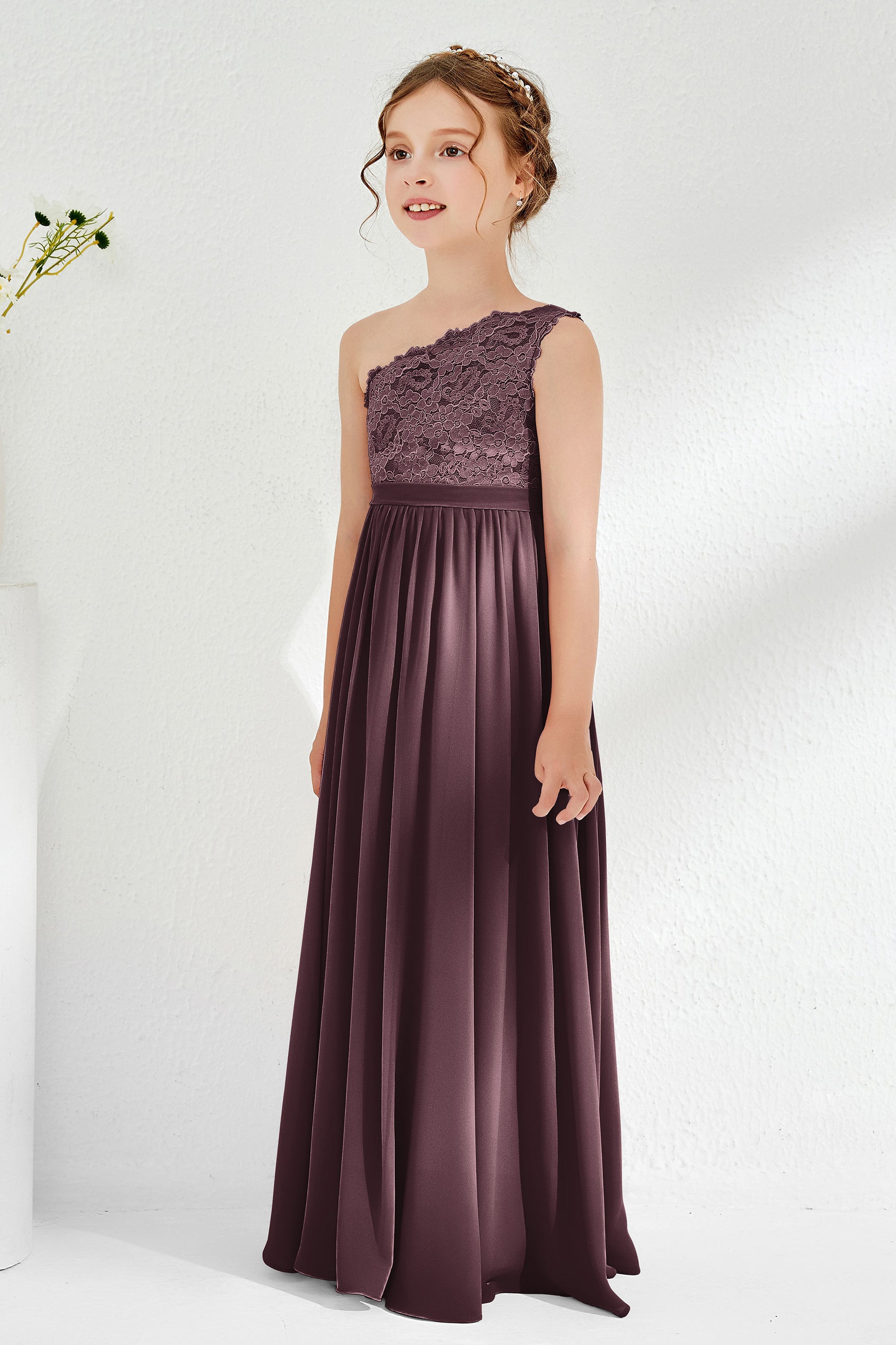brown junior bridesmaid dresses Kennedy Blue Nica Junior Bridesmaid Dress J14 / Peony