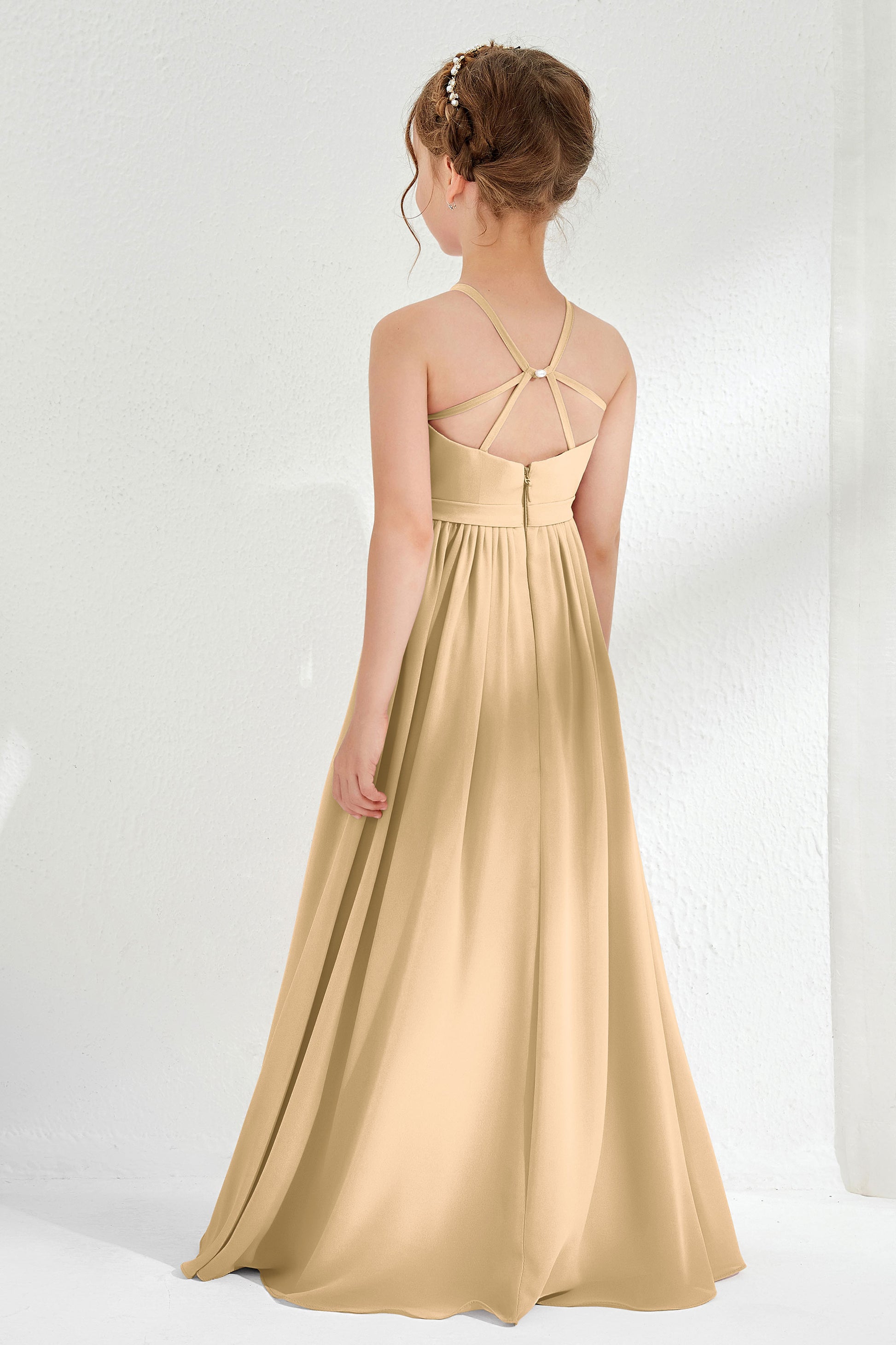 Sweet Halter Soft Chiffon Junior Bridesmaid Dress – DUNTERY