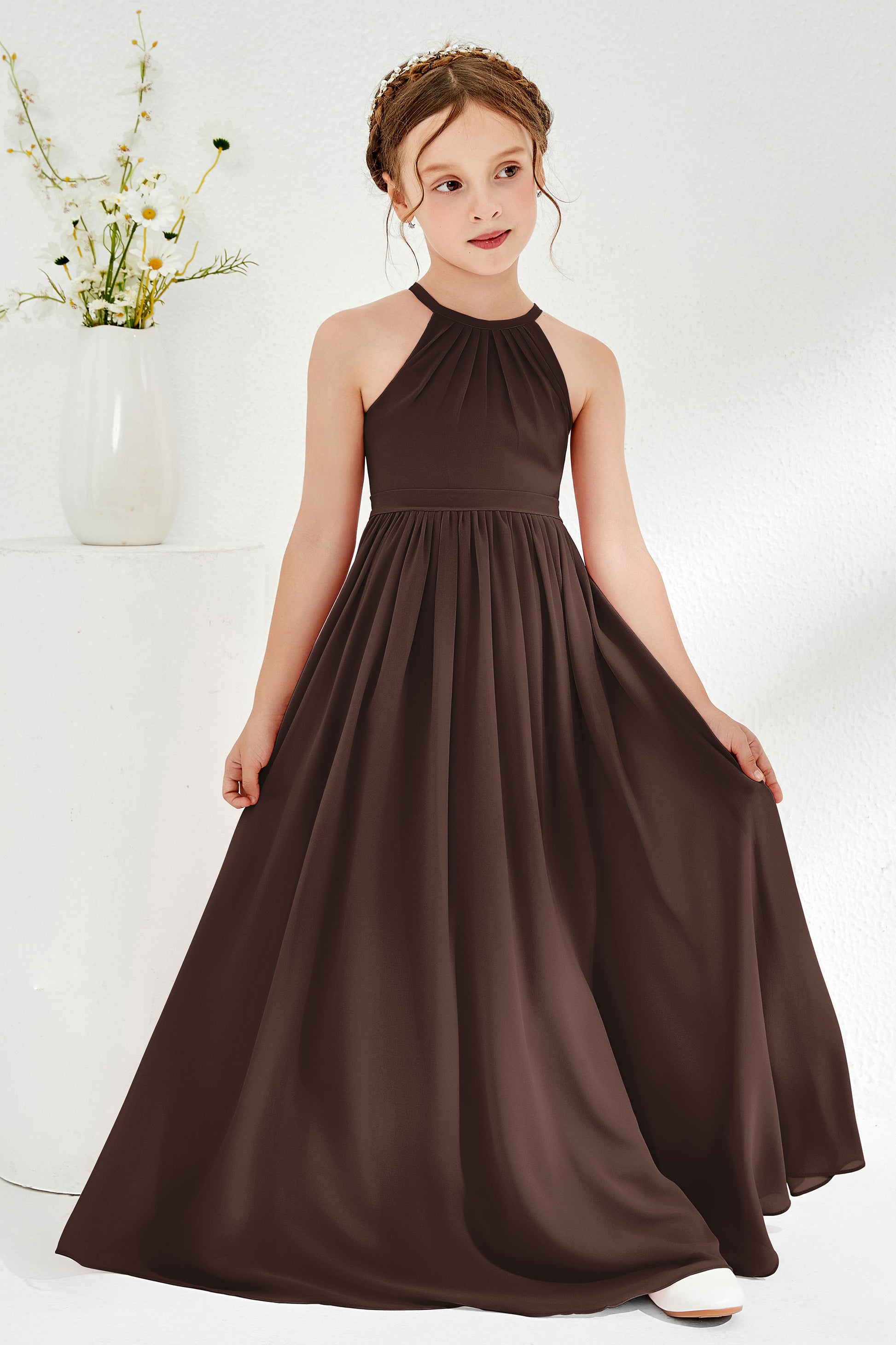 Sweet Halter Soft Chiffon Junior Bridesmaid Dress – DUNTERY