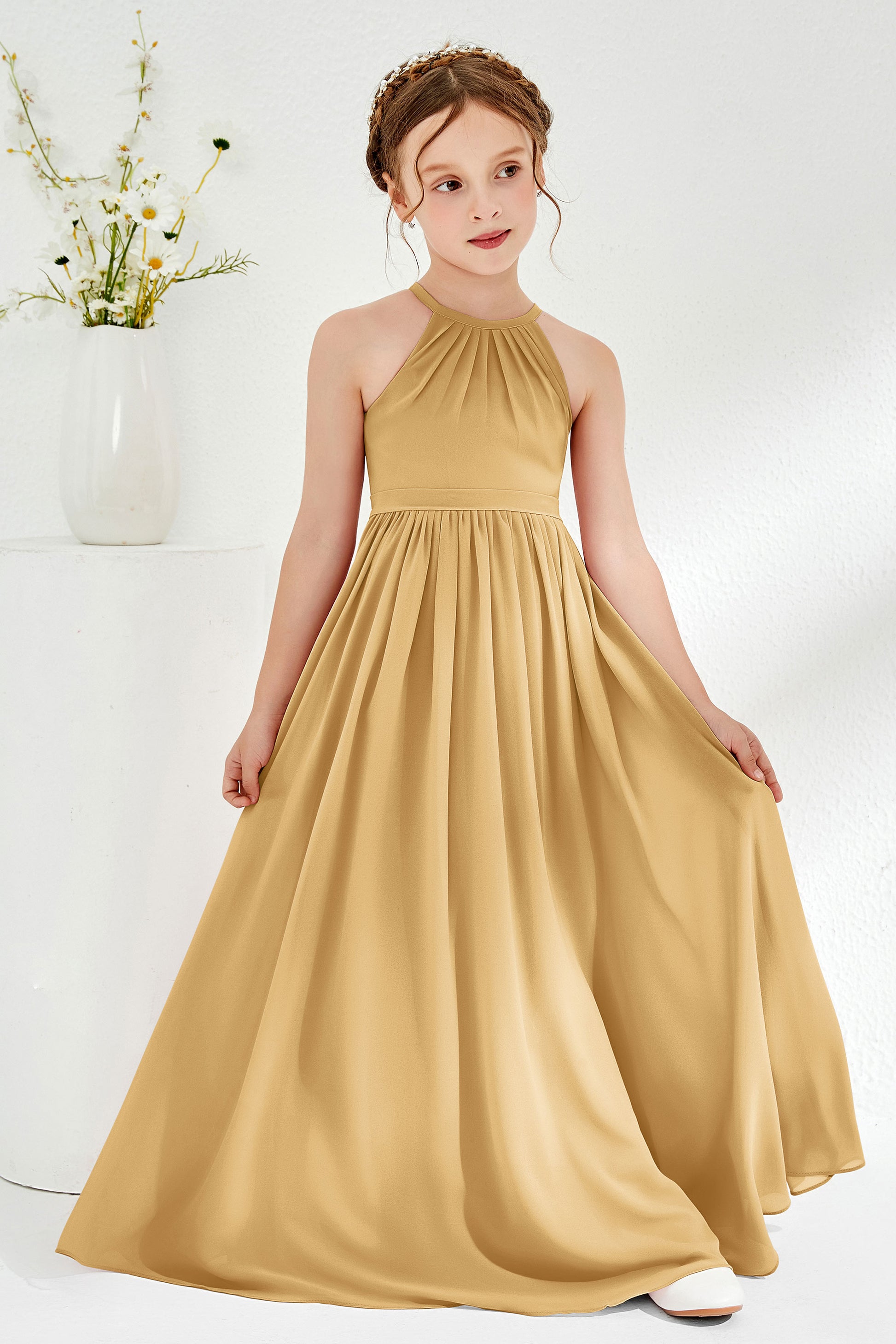 Sweet Halter Soft Chiffon Junior Bridesmaid Dress DUNTERY Sweet Halter Soft Chiffon Junior Bridesmaid Dress DUNTERY