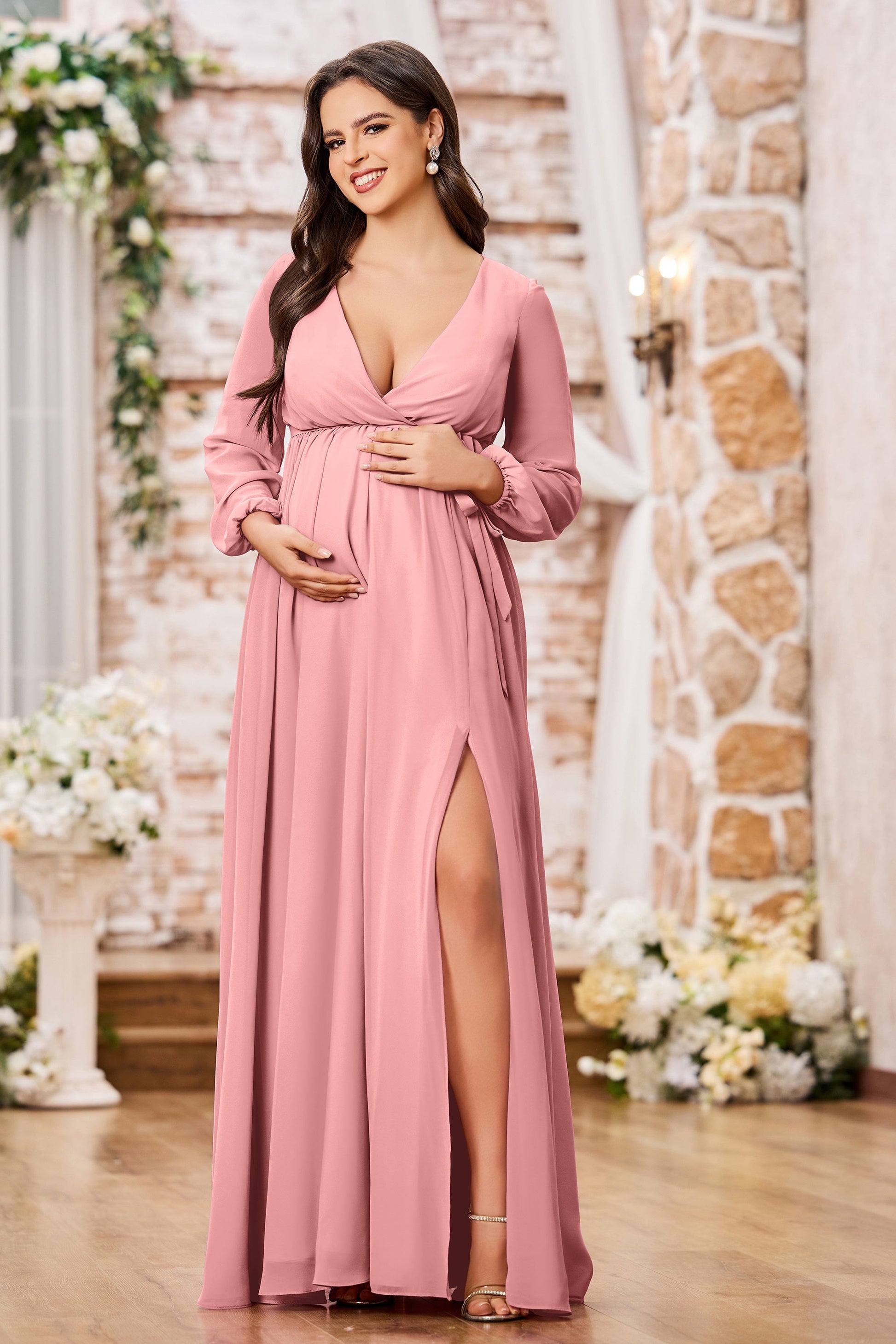 blue dress for baby girl Duntery Long Sleeves Empire Chiffon Maternity Dresses with Slit, Papaya blue dress for baby girl Duntery Long Sleeves Empire Chiffon Maternity Dresses with Slit, Papaya