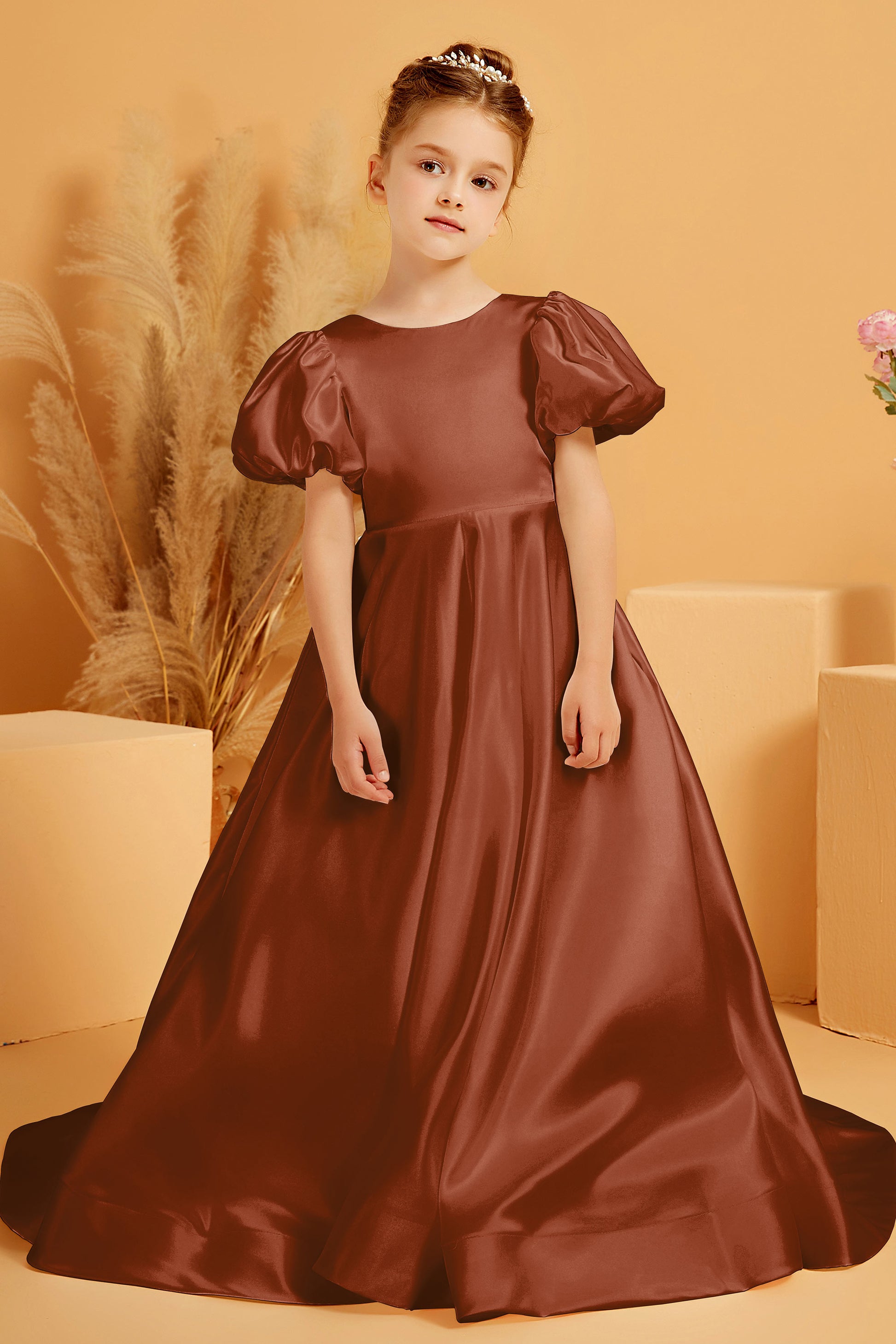 brown flower girl dress Azazie A-Line/Princess Square Neck Floor-Length Chiffon Flower Girl Dresses