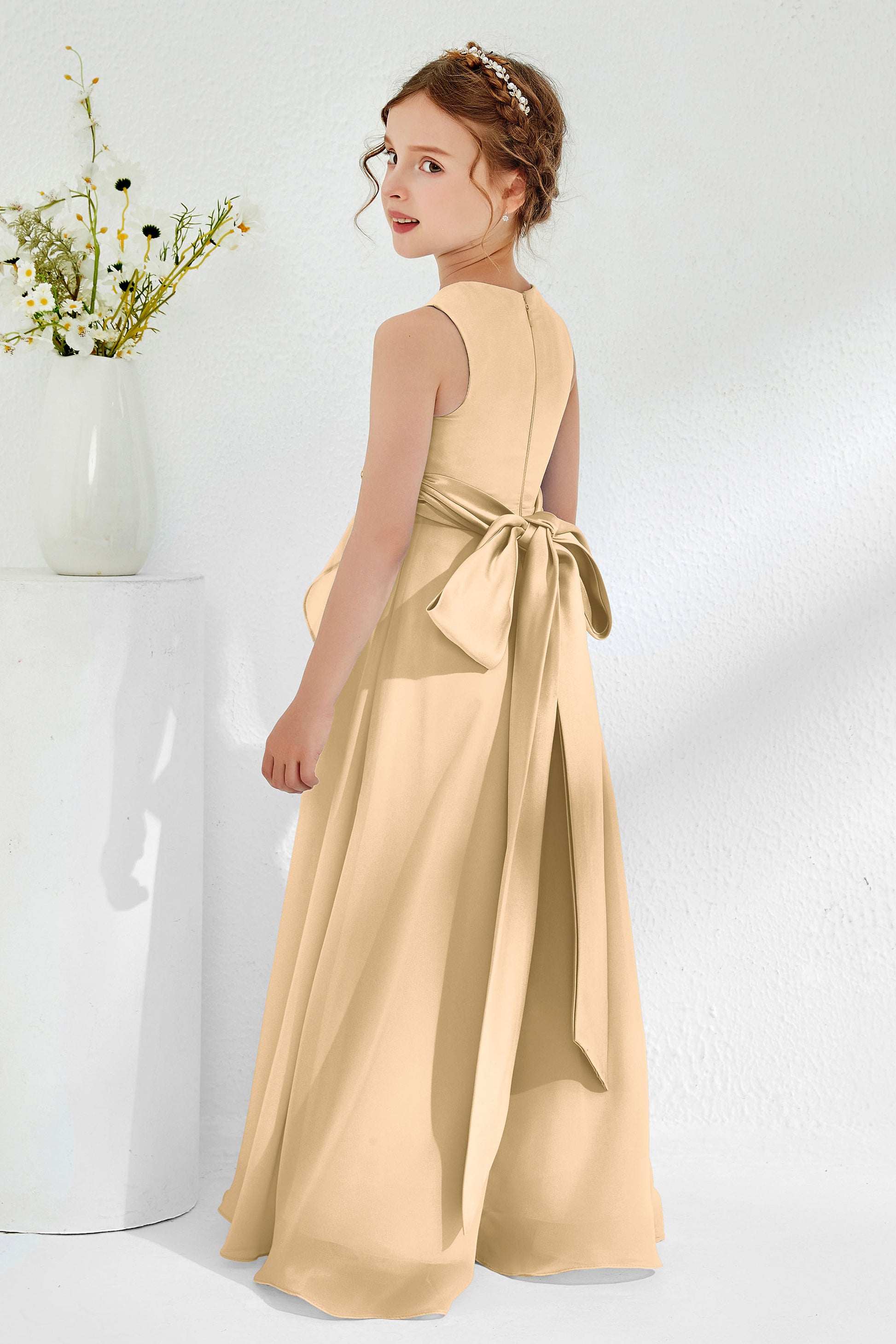 Ruffles Jewel Junior Bridesmaid Dress With Bowknot – DUNTERY