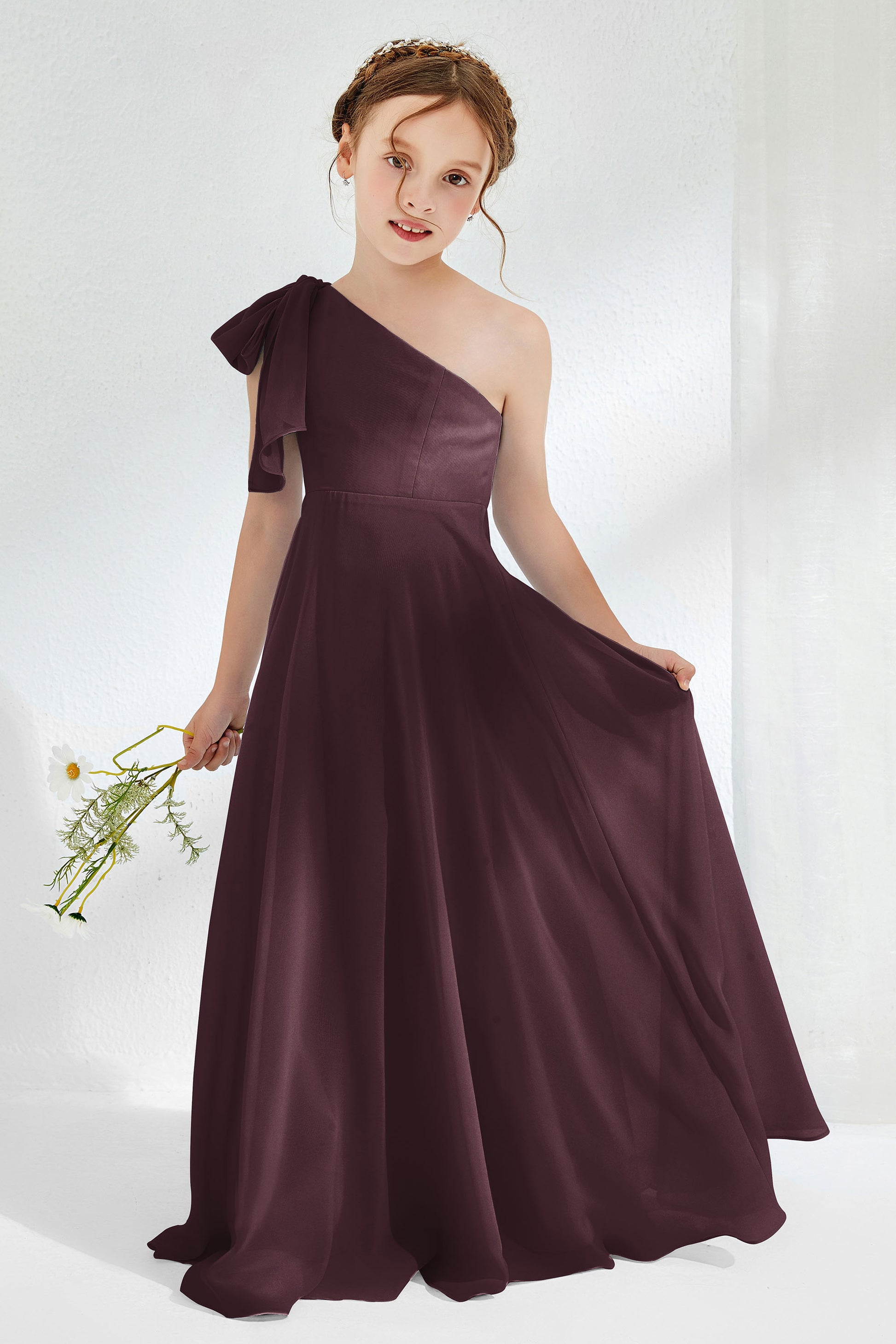 one shoulder junior dresses Amazon.com: HYGLJL One Shoulder Satin Flower Girl Dress Beaded Sashes Junior Bridesmaid Dress for Tees Floor Length: Clothing, Shoes & Jewelry