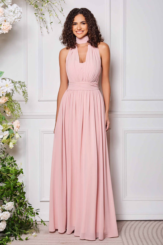dune chiffon bridesmaid dresses Wedtrend Women Desert Rose Spaghetti Straps Draped Chiffon Bridesmaid Dress with Slit, Chiffon color / US2