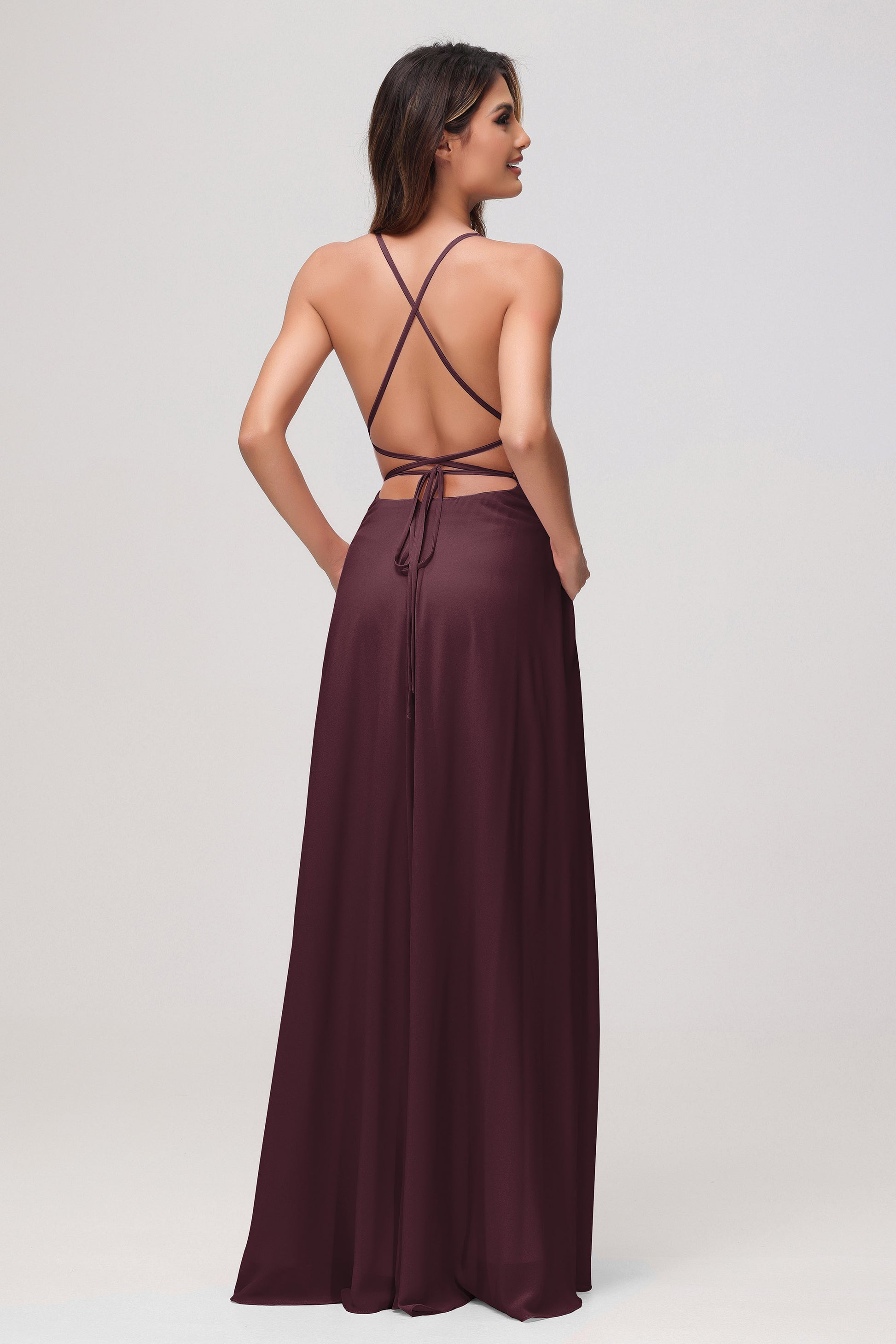 Crossed Straps Bridesmaid Dress With Pockets DUNTERY Crossed Straps Bridesmaid Dress With Pockets DUNTERY