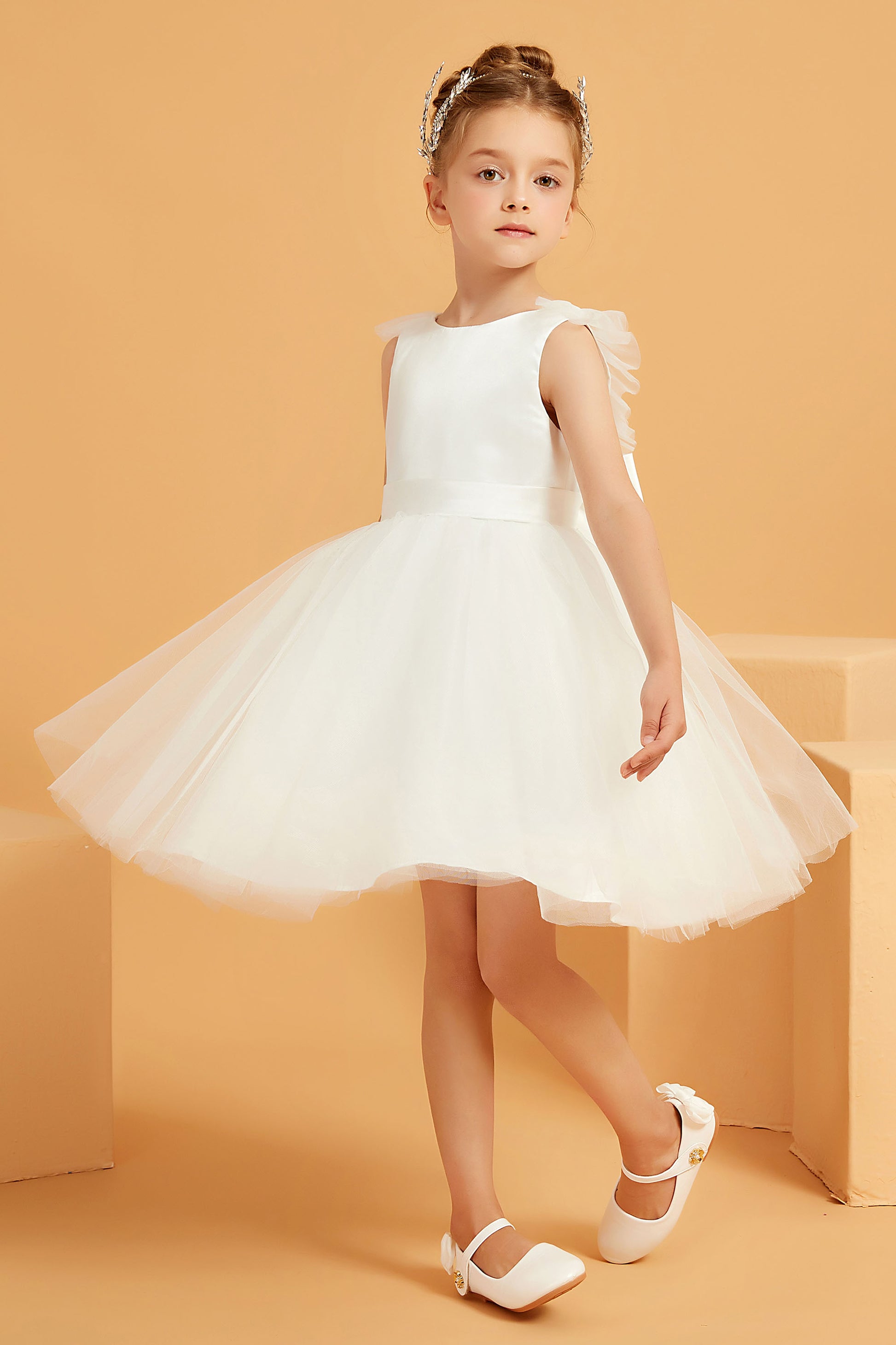 communion dresses knee length Pretty Ball Gown Knee Length First Communion Dress with Short Sleeves - US$ 99.99