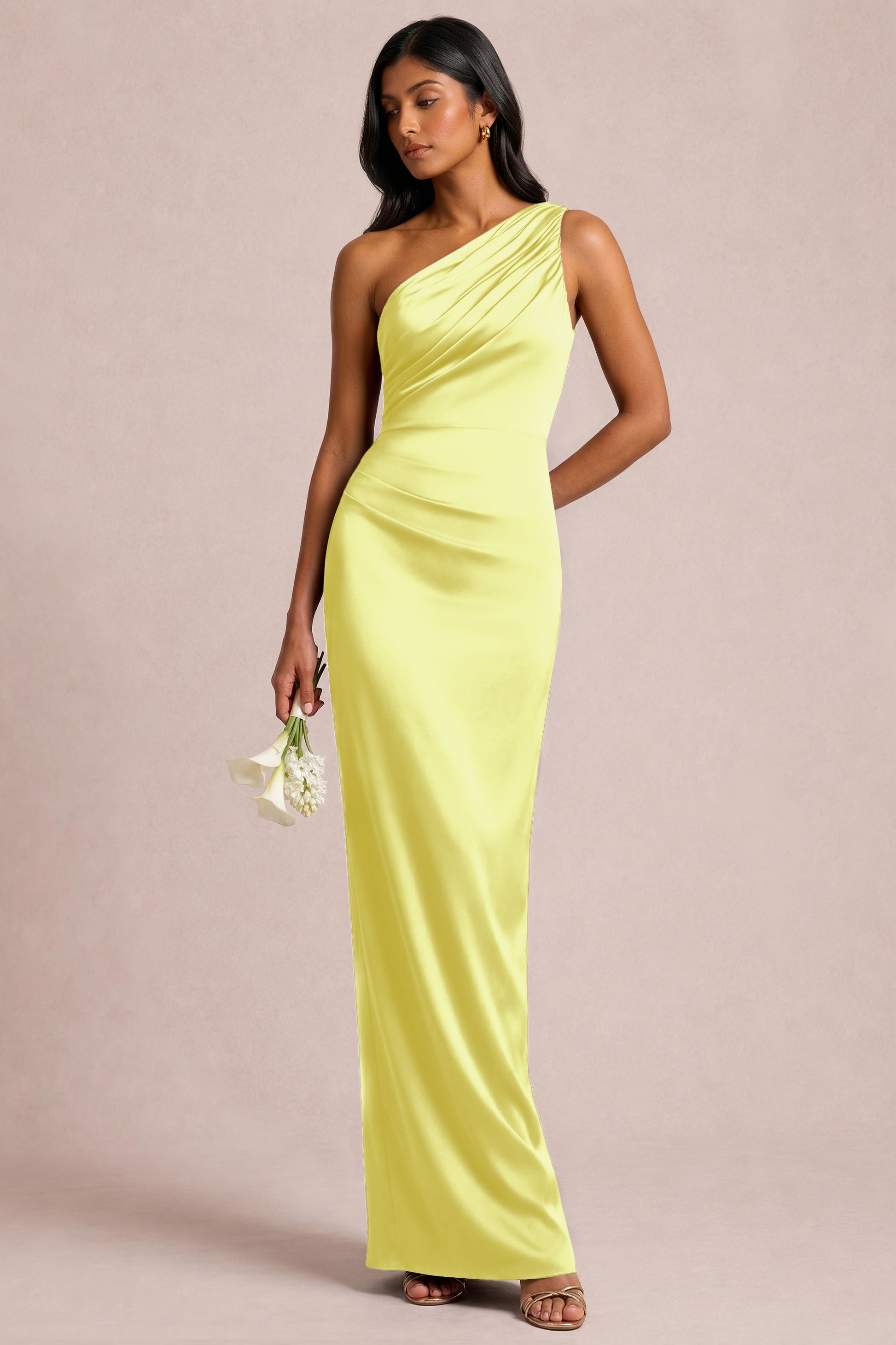 One Shoulder Matte Satin Dress