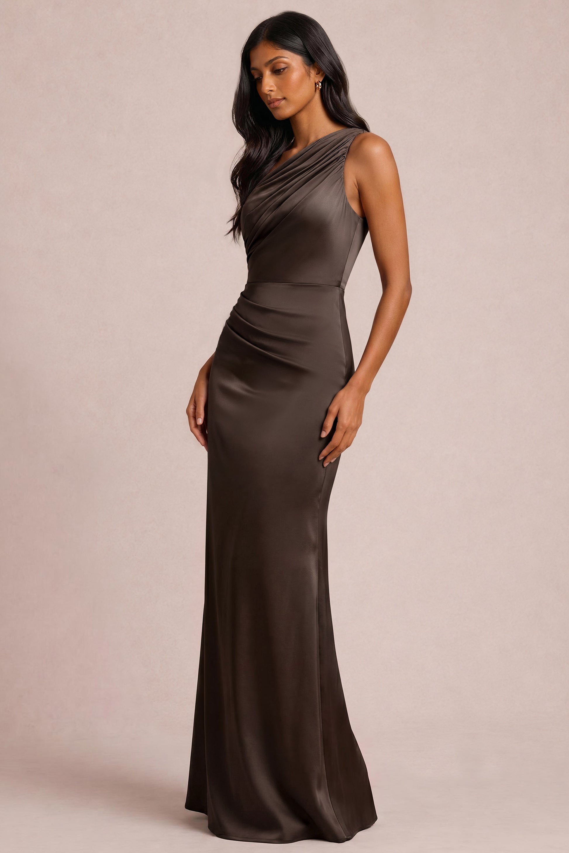 One Shoulder Matte Satin Dress