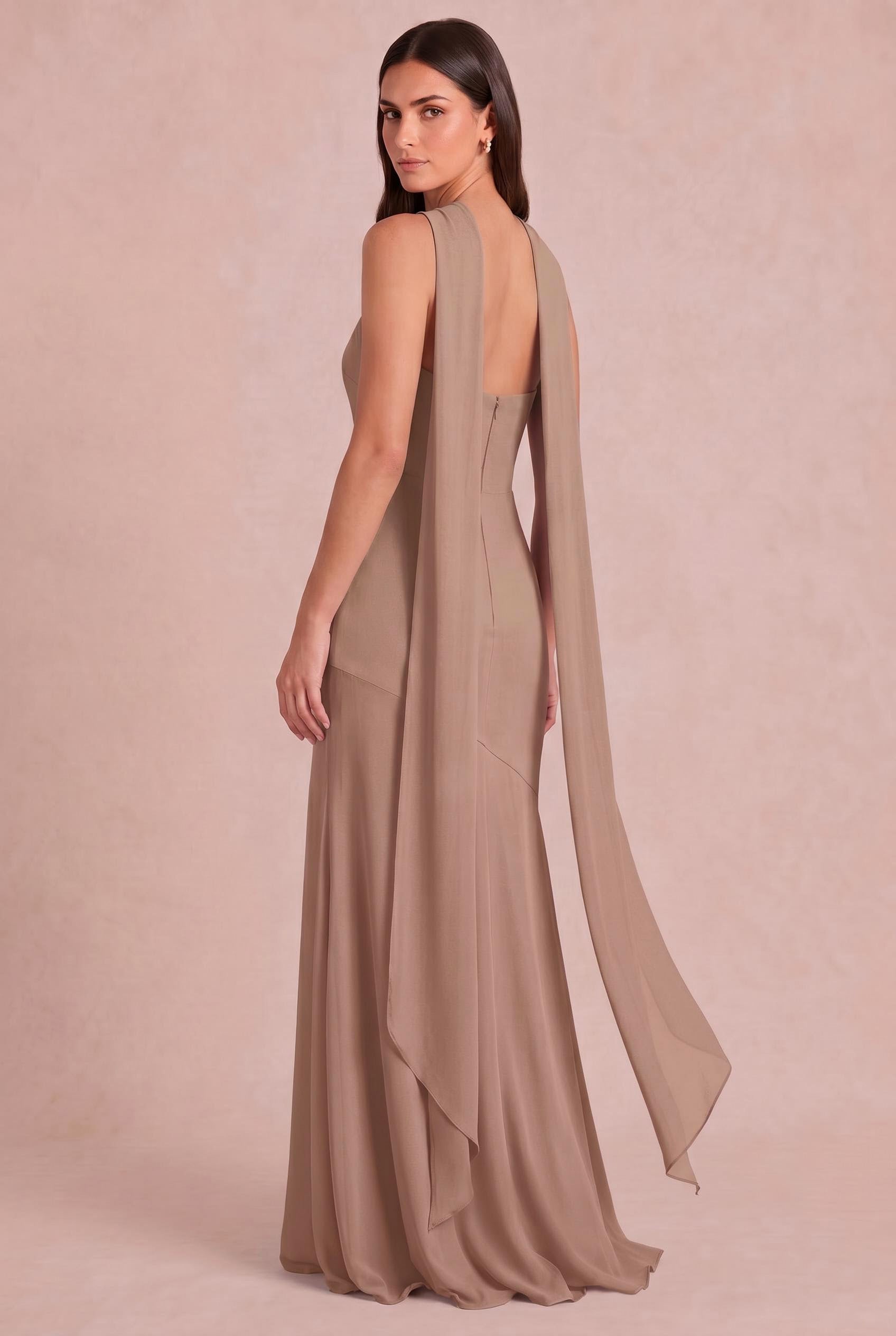 Halter Chiffon Bridesmaid Dress