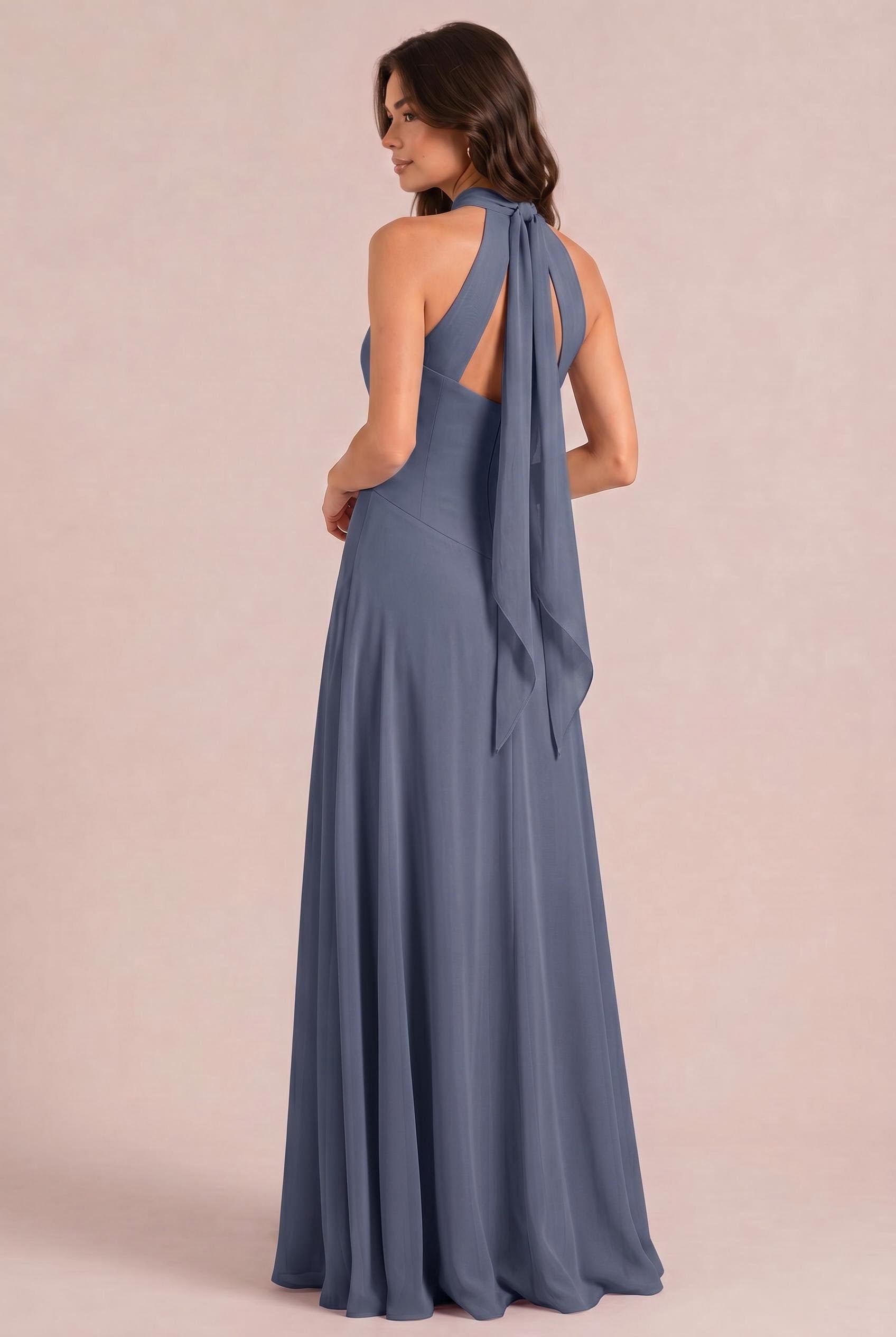 Halter Chiffon Bridesmaid Dress