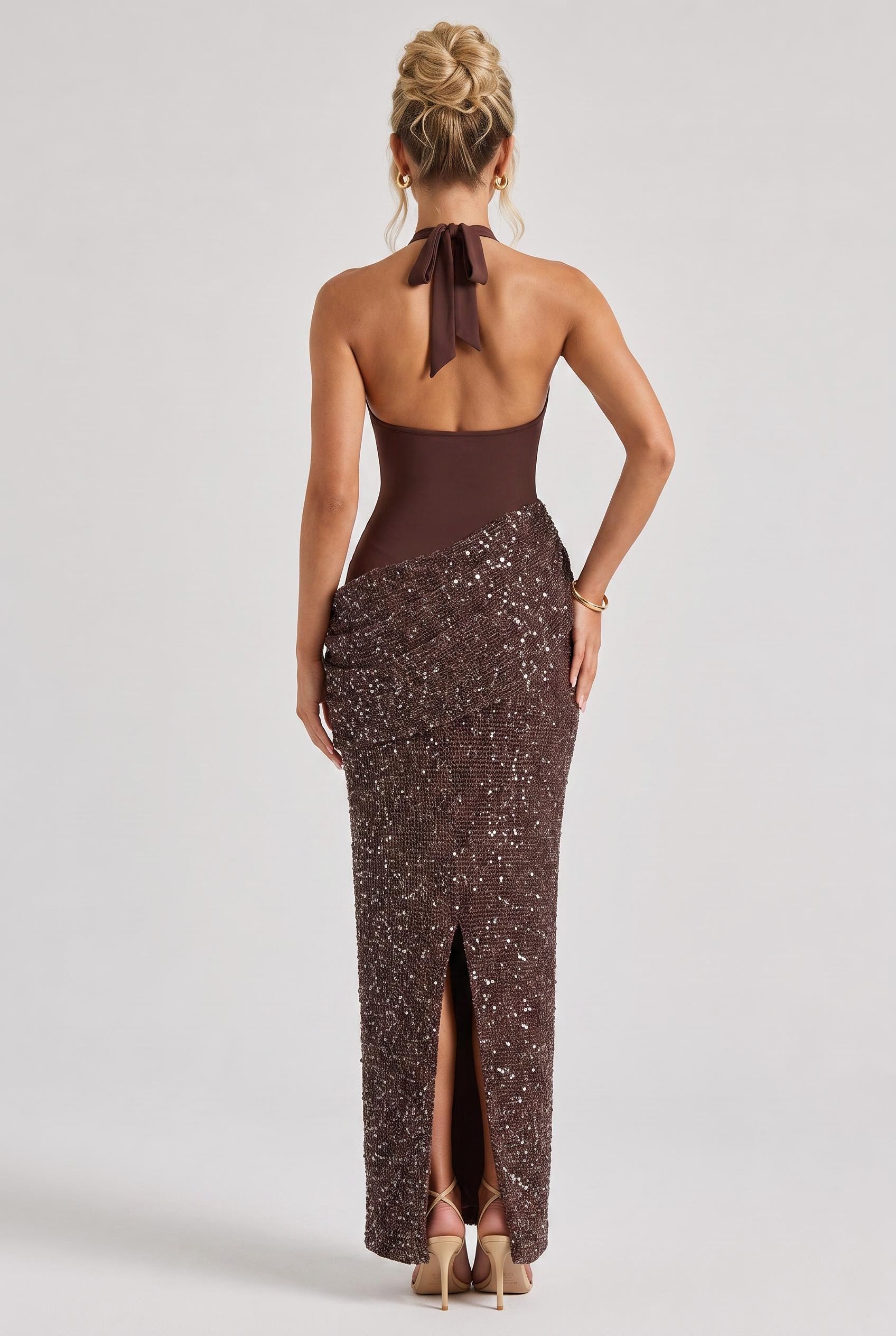 Sequin Halter Maxi Dress