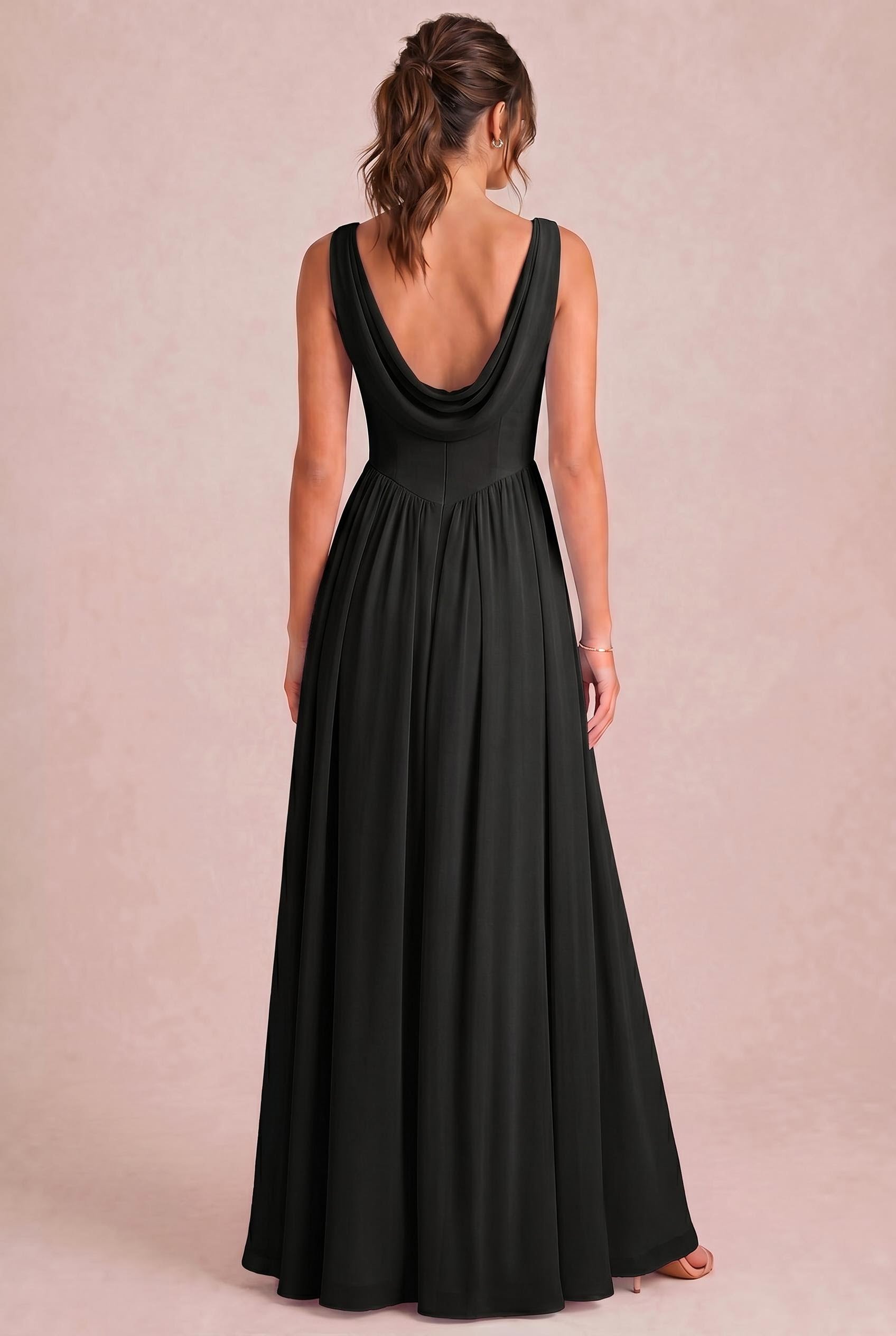 Cowl Neck Chiffon Bridesmaid Dress