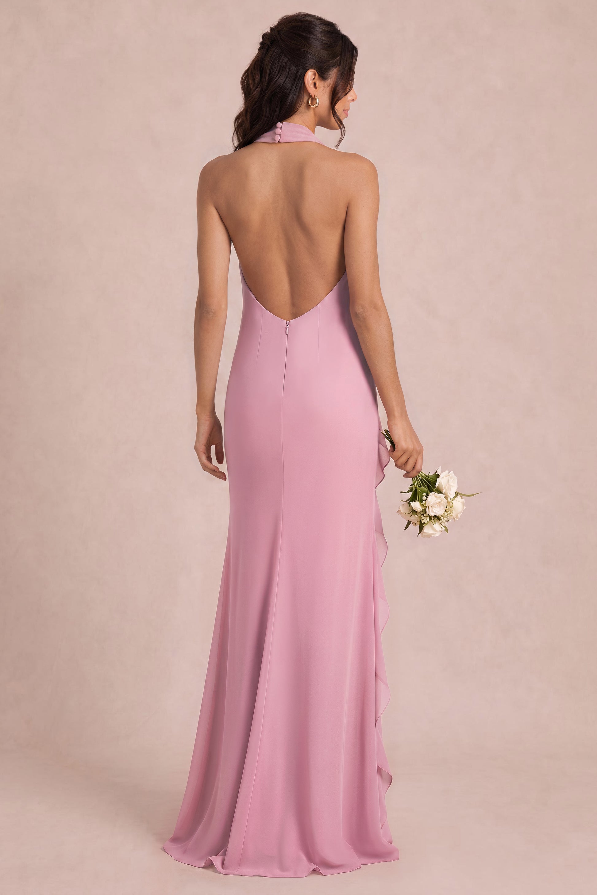 Halter Ruffle Bridesmaid Dress