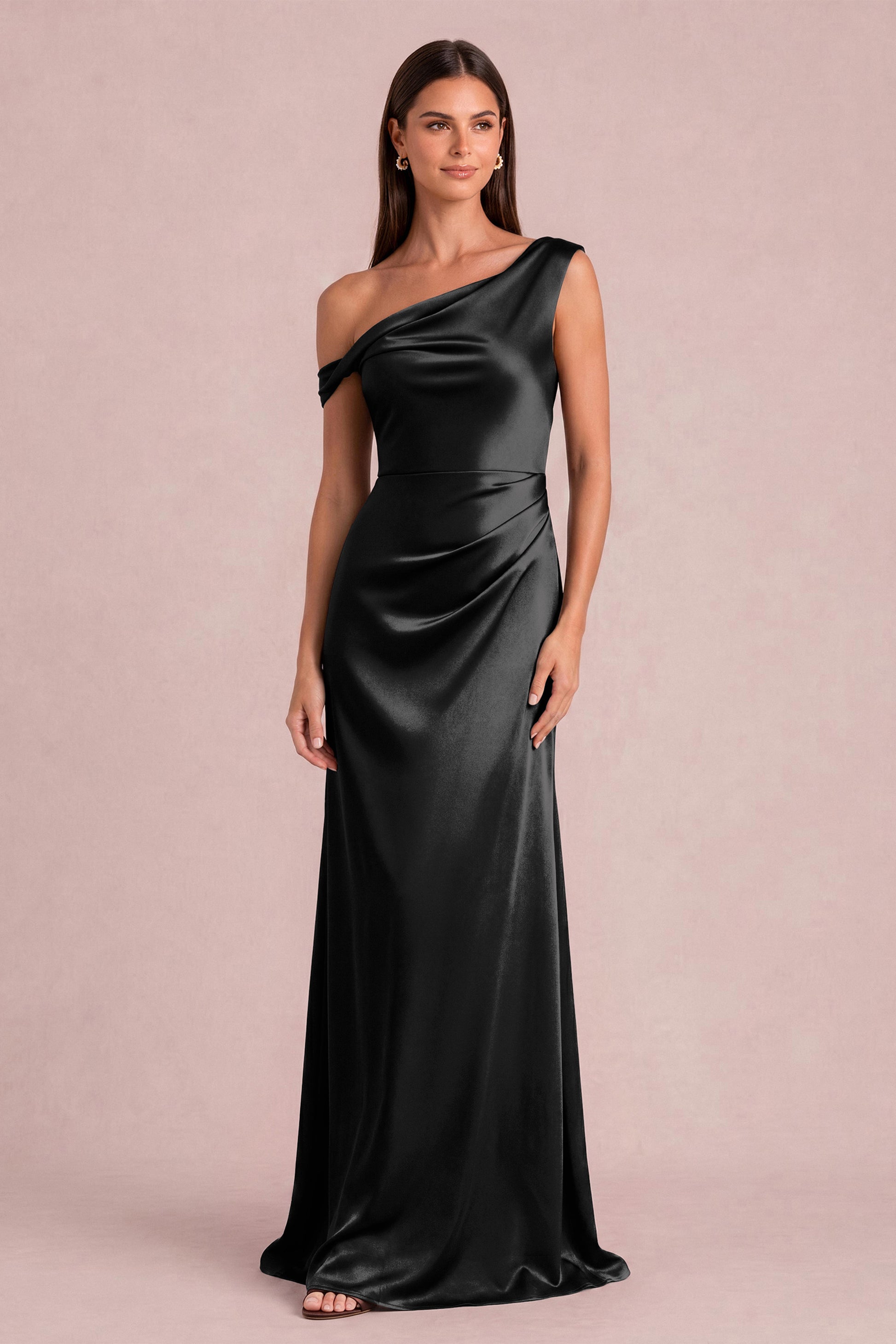 One Shoulder Matte Satin Dress