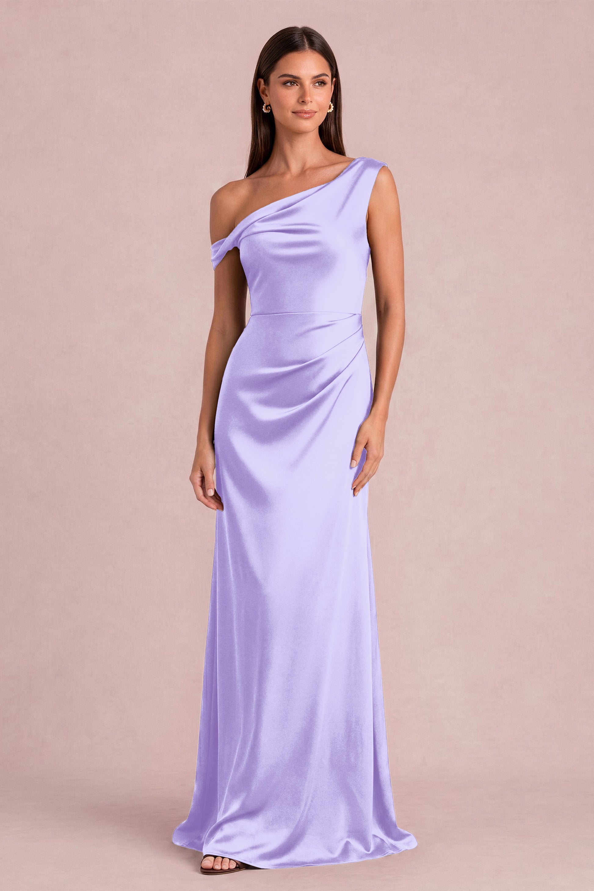 One Shoulder Matte Satin Dress