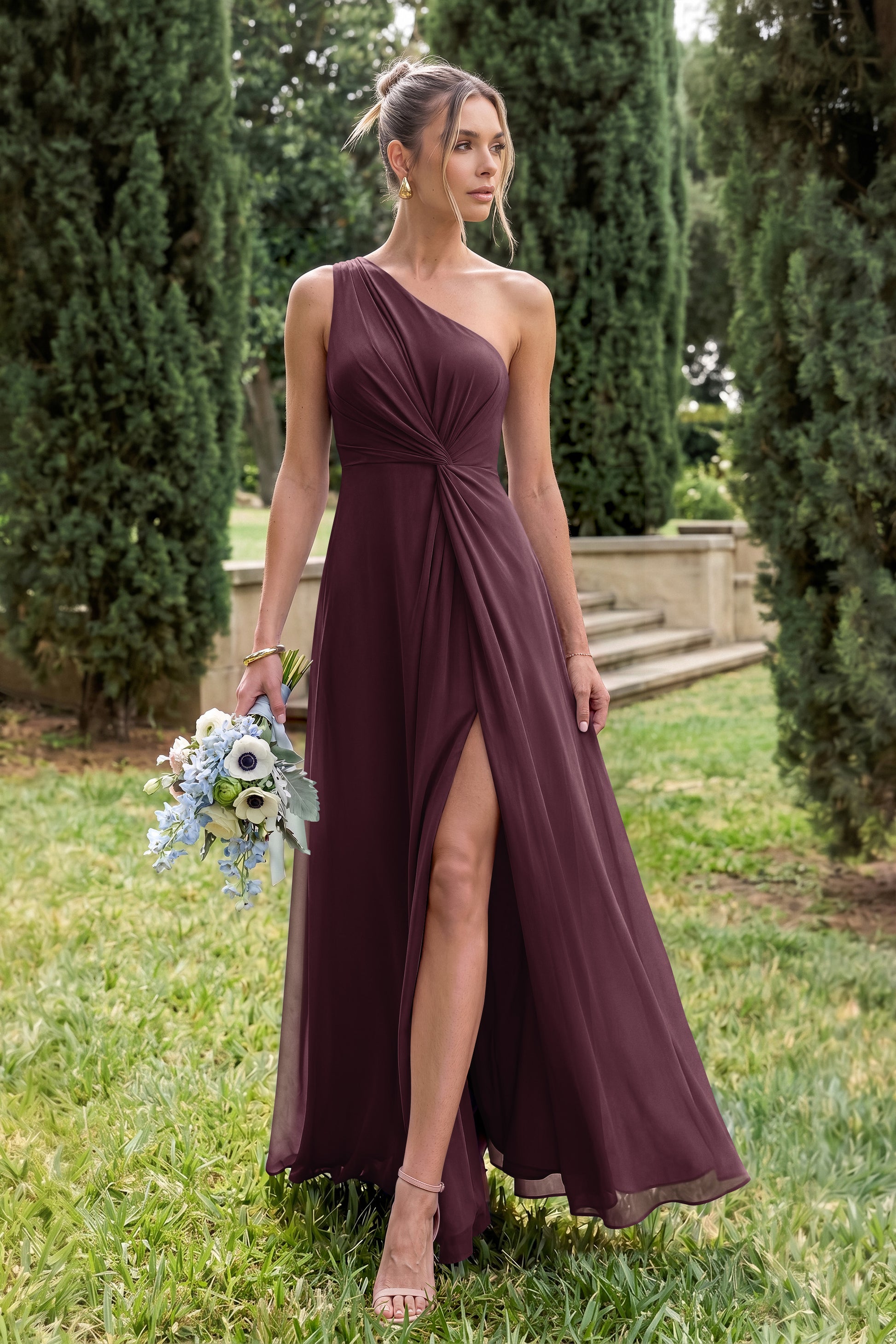 One Shoulder Chiffon Bridesmaid Dresses