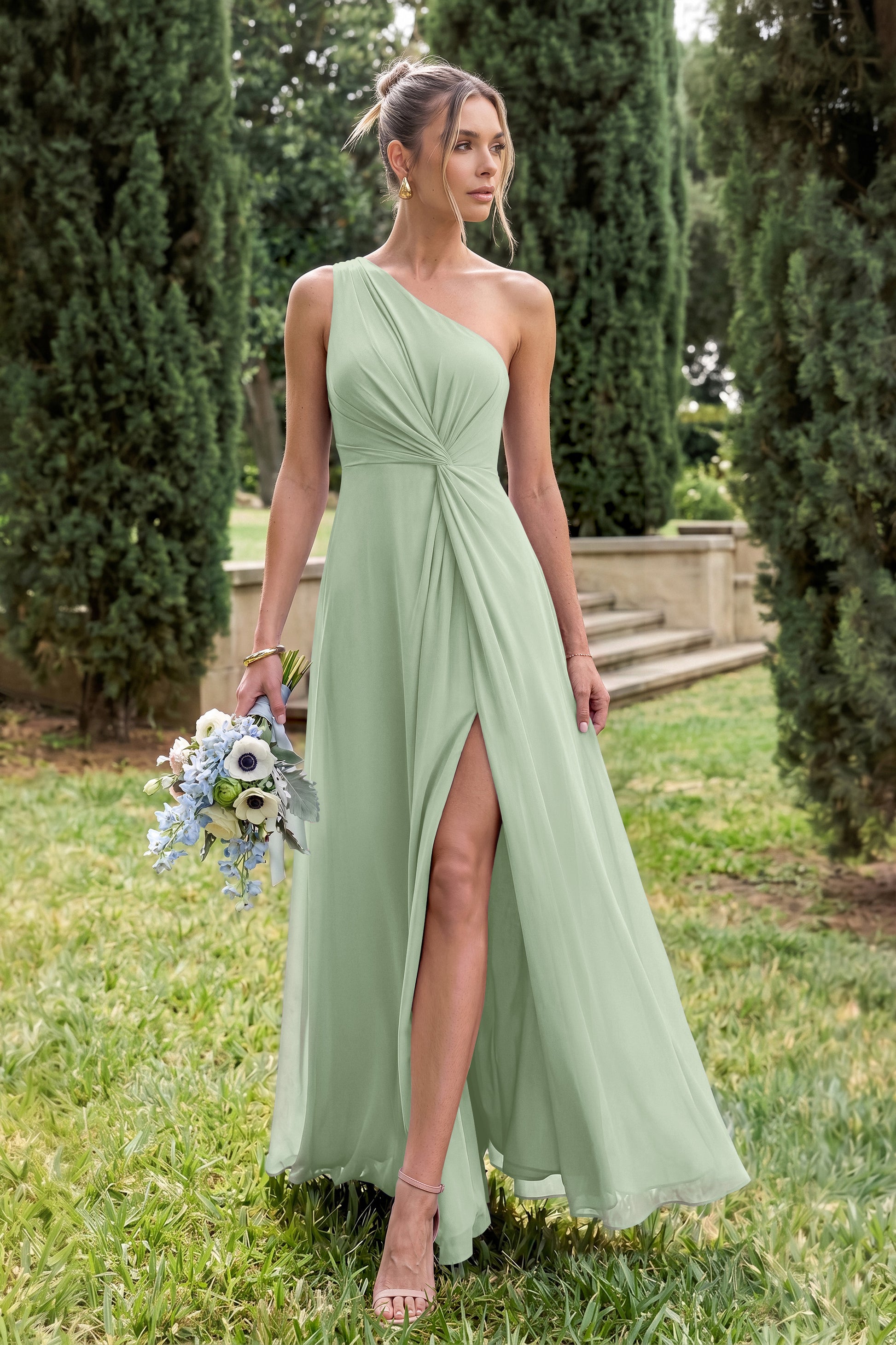 One Shoulder Chiffon Bridesmaid Dresses