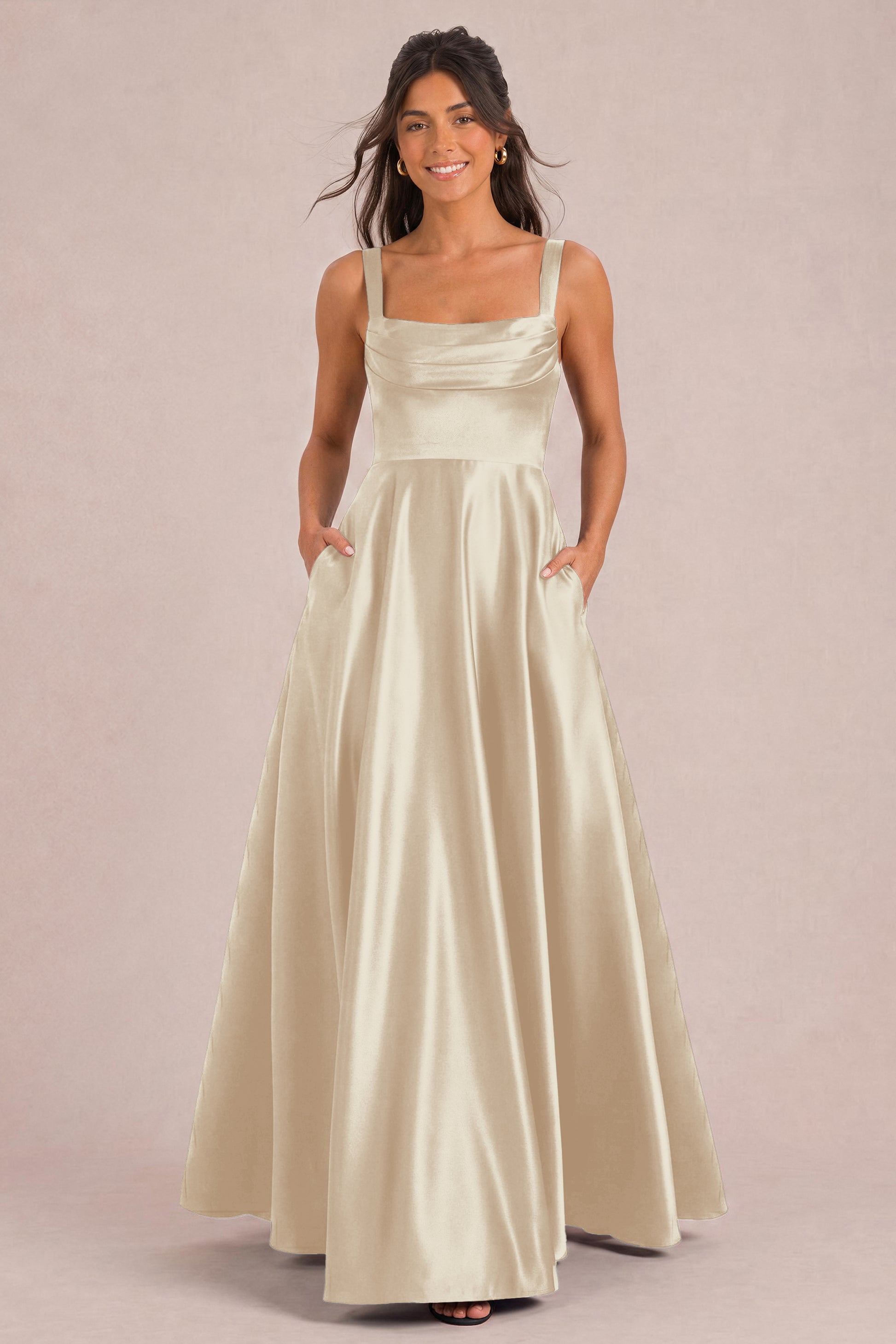 Satin A-Line Maxi Dress
