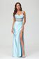 Spaghetti Straps See-through Pleated Maxi Dress With High Slit