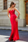 Strapless Lace Up Back Stretch Satin Gown