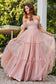 Flutter Sleeves Ruffles Tiered Tulle Gown