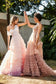 One Shoulder Ruffles Tiered Skirt Tulle Gown