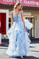 Deep V Neck Ruffle Ruched Tulle Dress