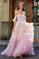 Off Shoulder Ruffles Tiered Tulle Gown