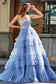 Strapless Corset Bodice Ruffle Tiered Tulle Dress