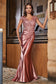 V-neck Cap Sleeves Stretch Satin Gown