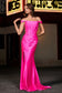 Polyester Off Shoulder Sheath Gown